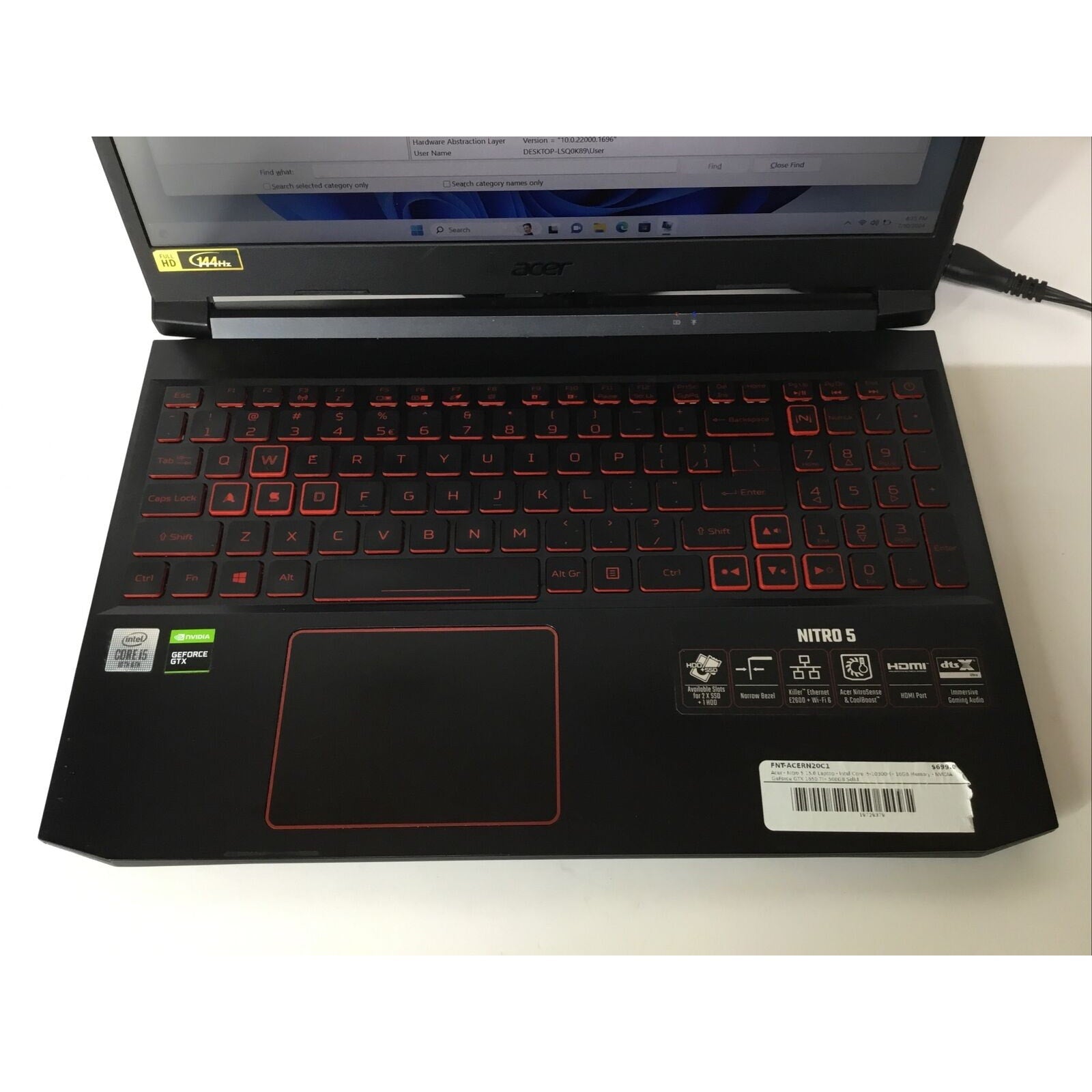 Acer Nitro 5 AN515-55-59KS 15.6'' (i5-10300H, 16GB RAM, 1650 Ti, 500GB SSD)
