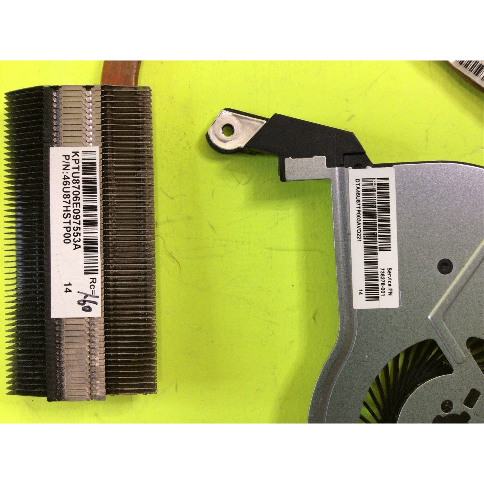 HP 15-f033wm Heat Sink and Fan Assembly 46U87HSTP00 749670-001