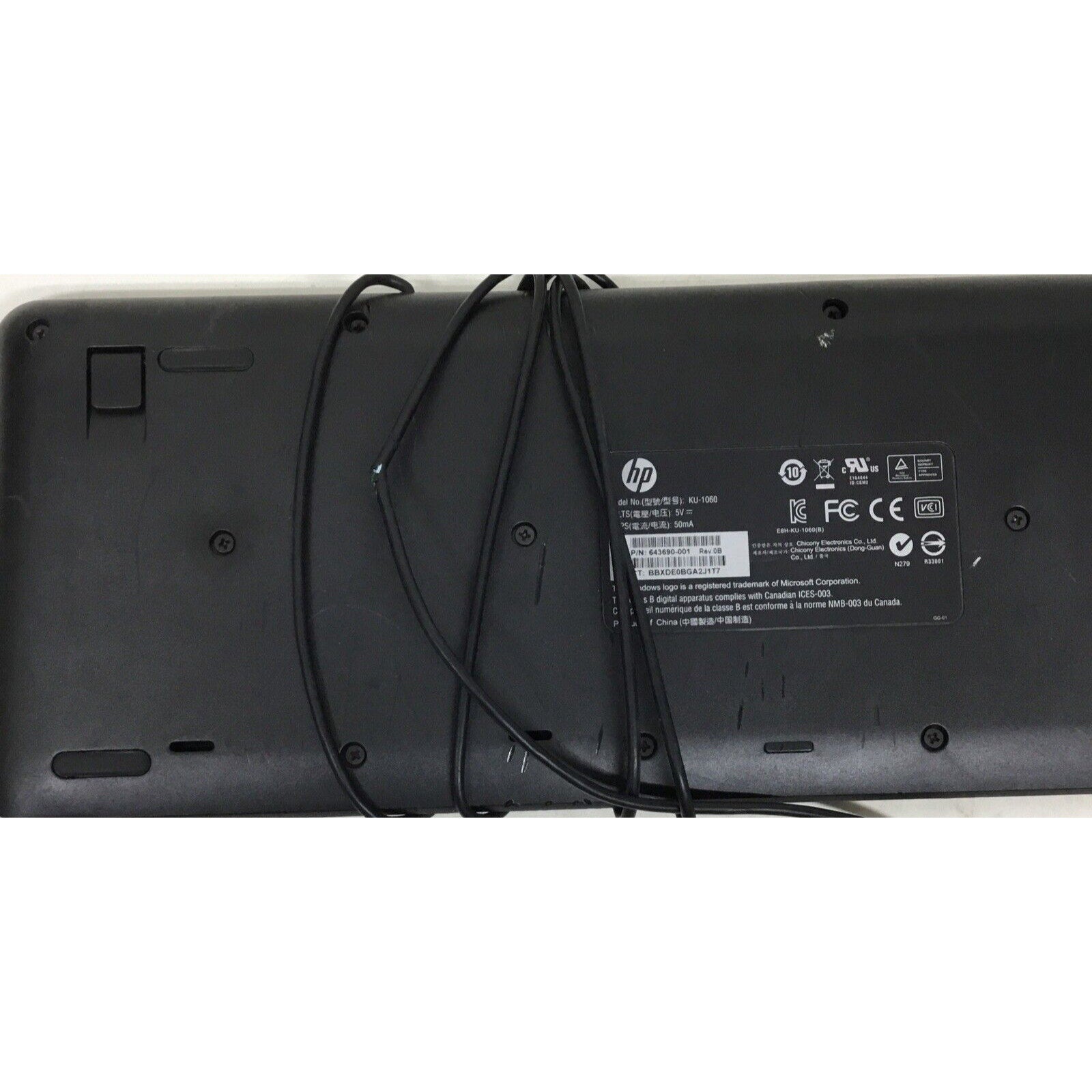 HP KU-1060 Wired USB Keyboard 104 Chiclet Volume Buttons Function Key (READ)