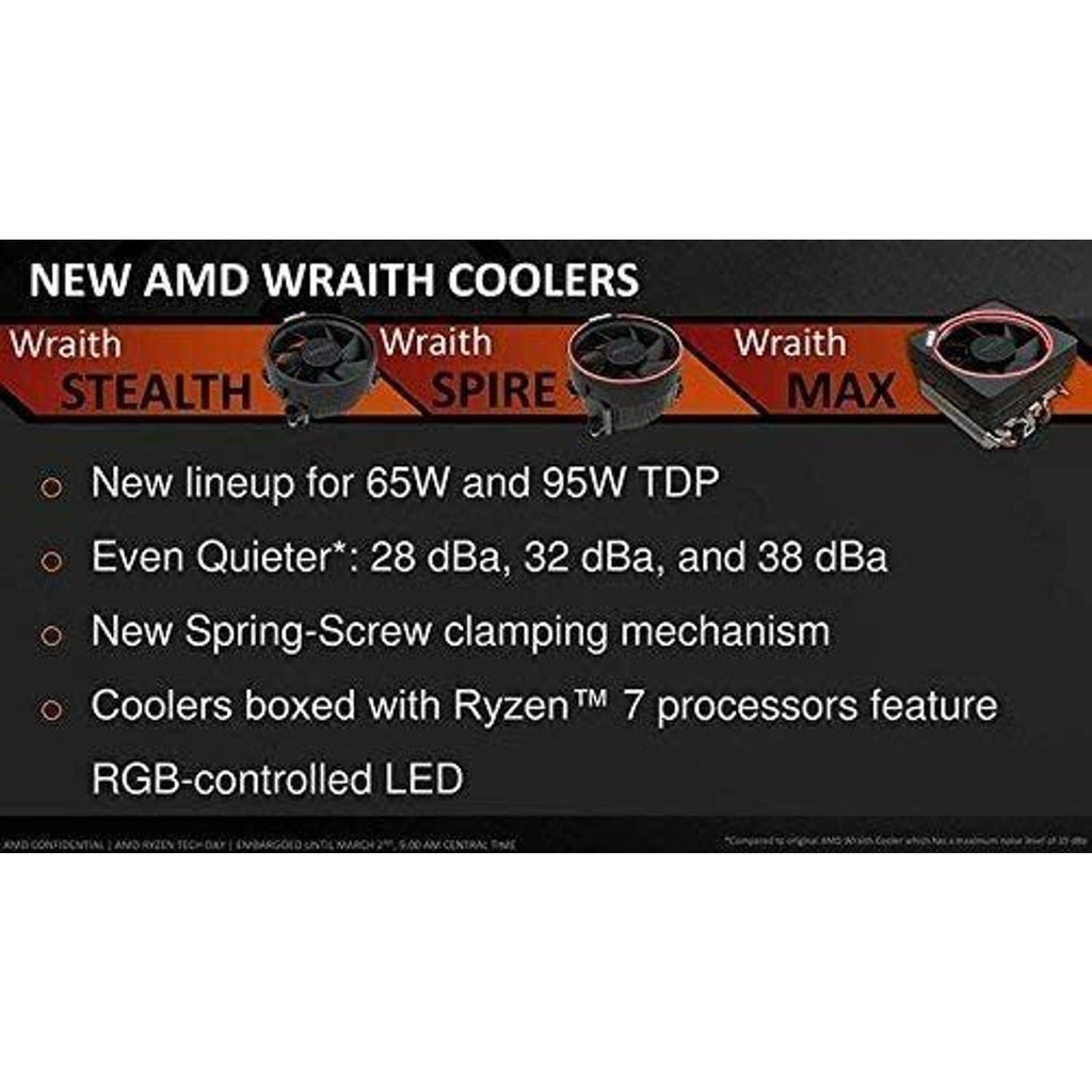 AMD Wraith Stealth Socket AM4 4-Pin CPU Cooler with Aluminum Heatsink & Fan