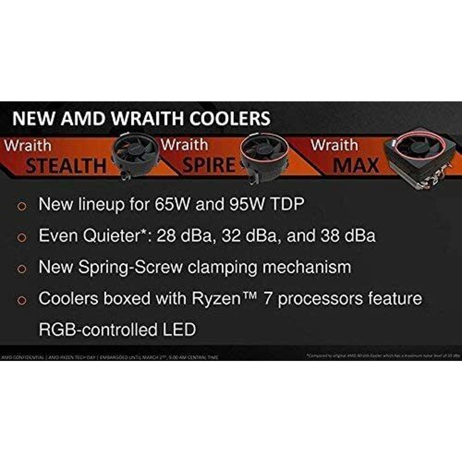 AMD Wraith Stealth Socket AM4 4-Pin CPU Cooler with Aluminum Heatsink & Fan