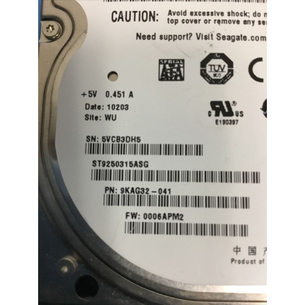 LOT: 2x ST9250315ASG 250GB Sata Hard Drive P/N: 9KAG32-042 5VC WU F/W: 0008APM2