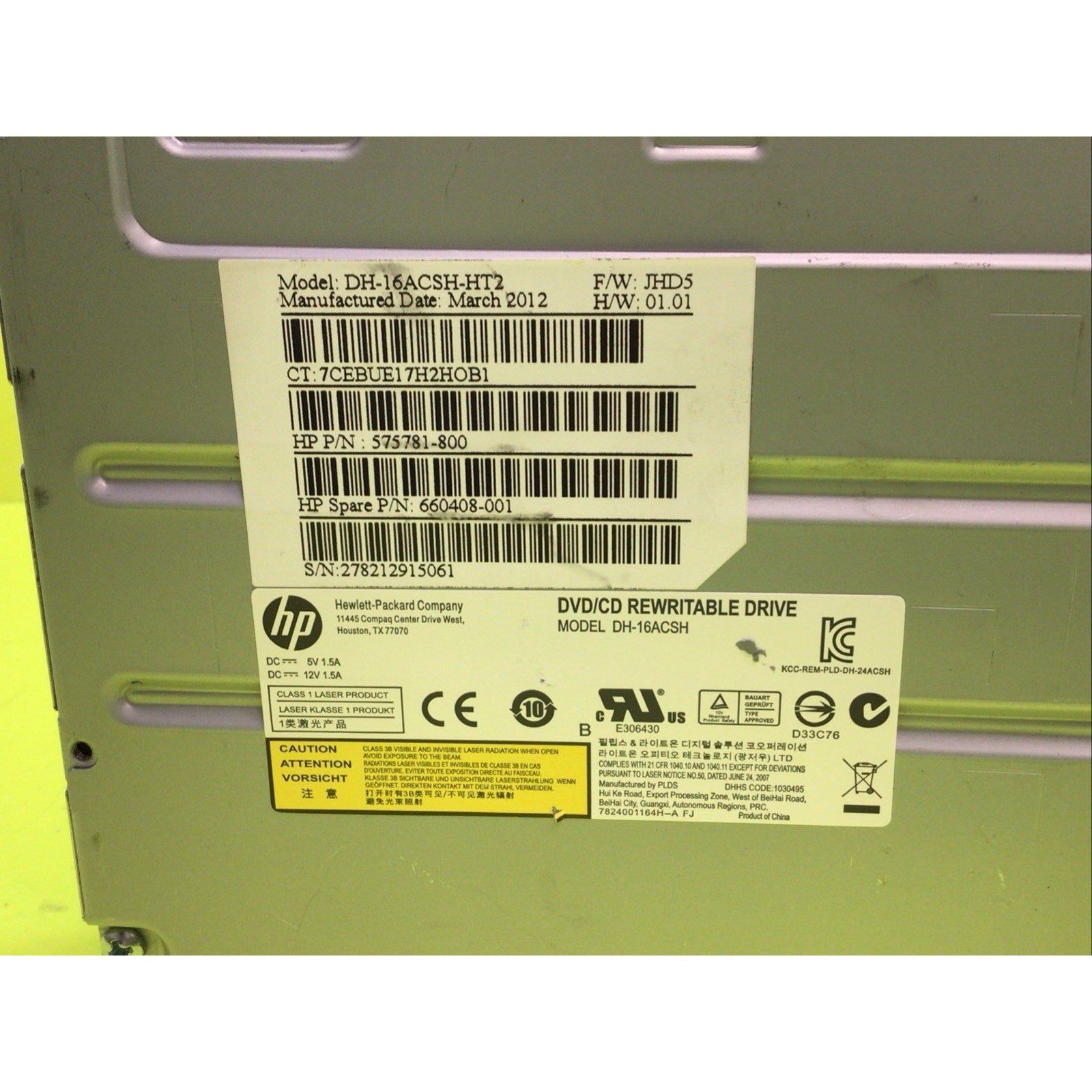 HP DVD±RW 24X Writer Internal SATA DVD/CD R Drive 575781-800 660408-001