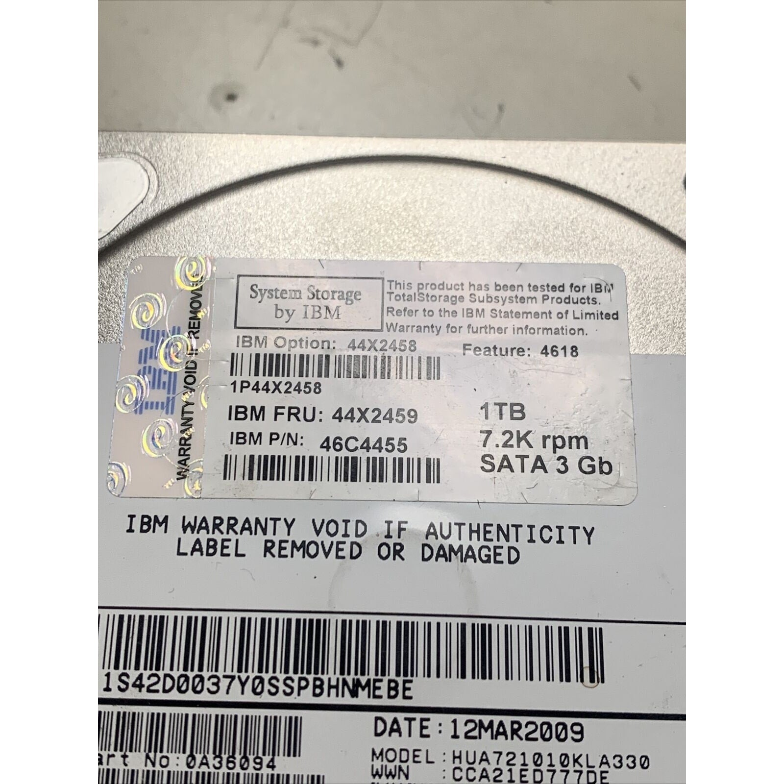 IBM 1TB 44X2458 46C4455 44X2459 7.2KRPM SATA E-DDM HARD DRIVE