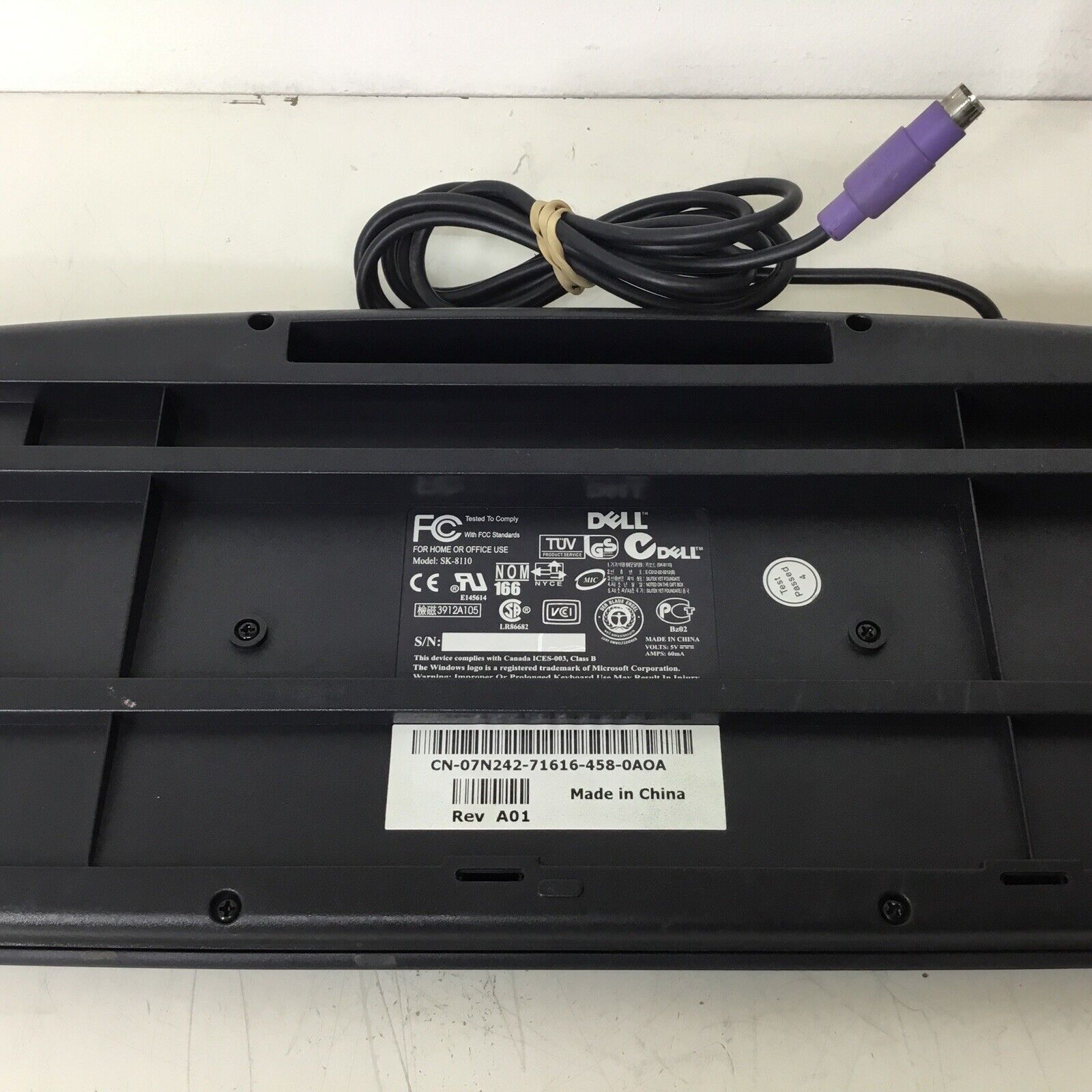 Dell SK-8110 PS/2 Wired Keyboard 07N242 7N242 Untested