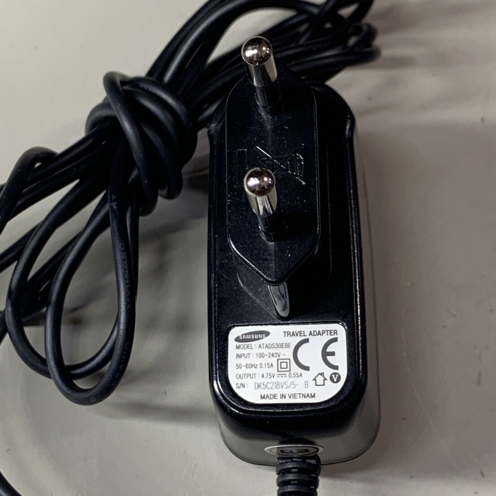 Samsung ATADS30EBE AC/DC Travel Adapter 4.75V 0.55A Power Supply Europlug C122