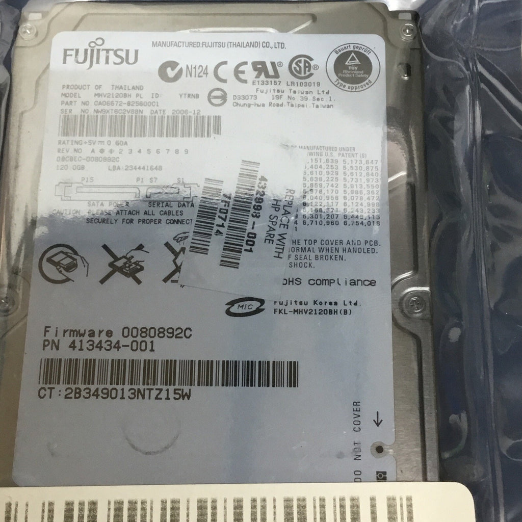 Fujitsu MHV2120BH PL 120GB SATA 2.5" HDD Hard Drive 100