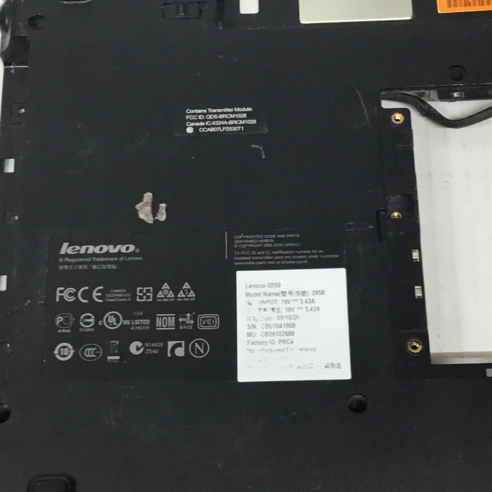 Lenovo G550 Laptop Bottom Base Enclosure- AP07W000G00