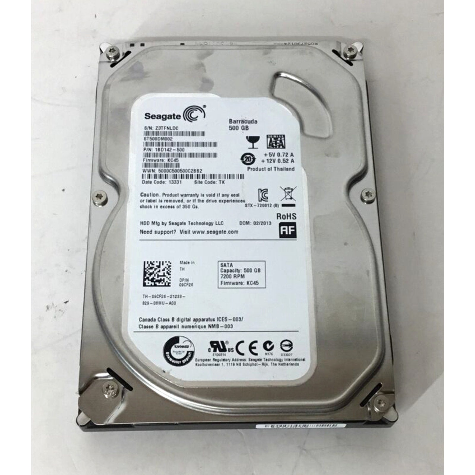 Seagate Barracuda ST500DM002 SATA 3.5"500GB 7200RPM Hard Drive 1BD142-500