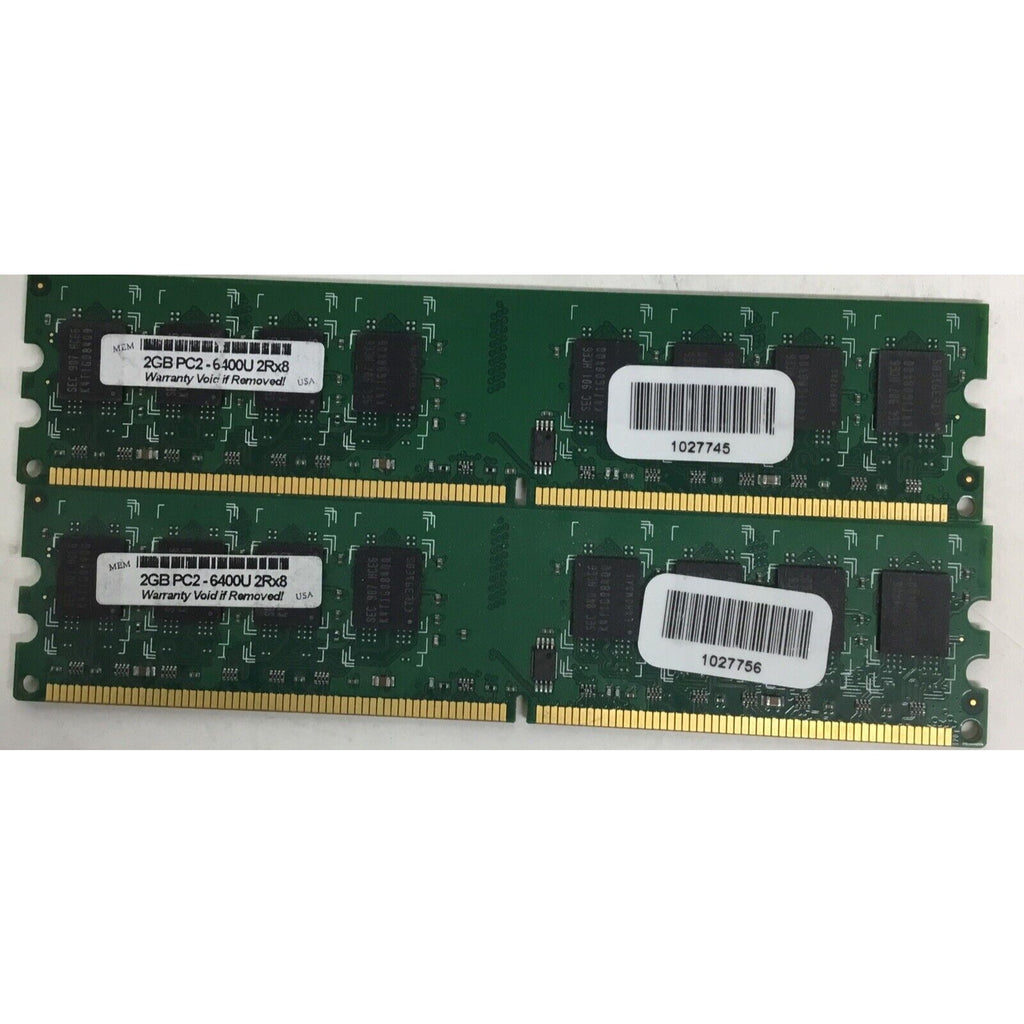 Lot of 2 2GB PC2-6400U 2Rx8 Ram