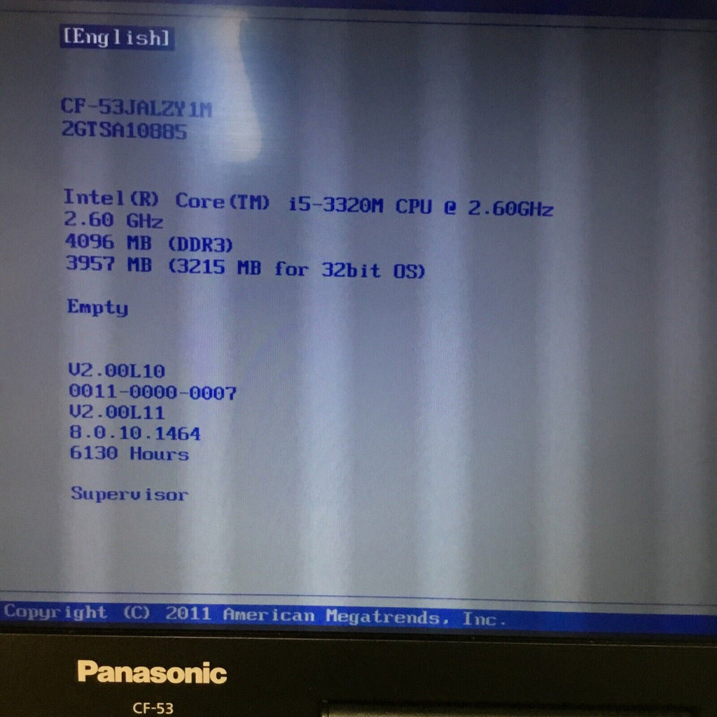 PANASONIC CF-53 Core i5 @ 2.70 GHz, 4GB RAM, NO HDD/OS (PARTS)