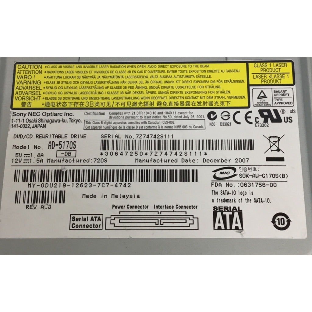 Dell Sony AD-5170S 16x Optical SATA Drive DVD±RW DL 8.5GB Multi-Recorder DU219