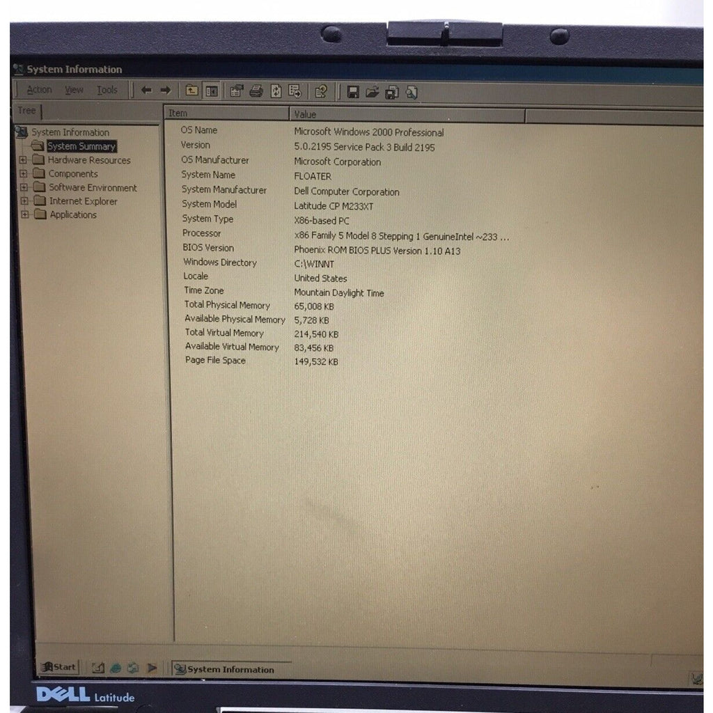 Parts Only Vintage Dell Latitude PPL CP M233XT / Bad Battery / No Adapter