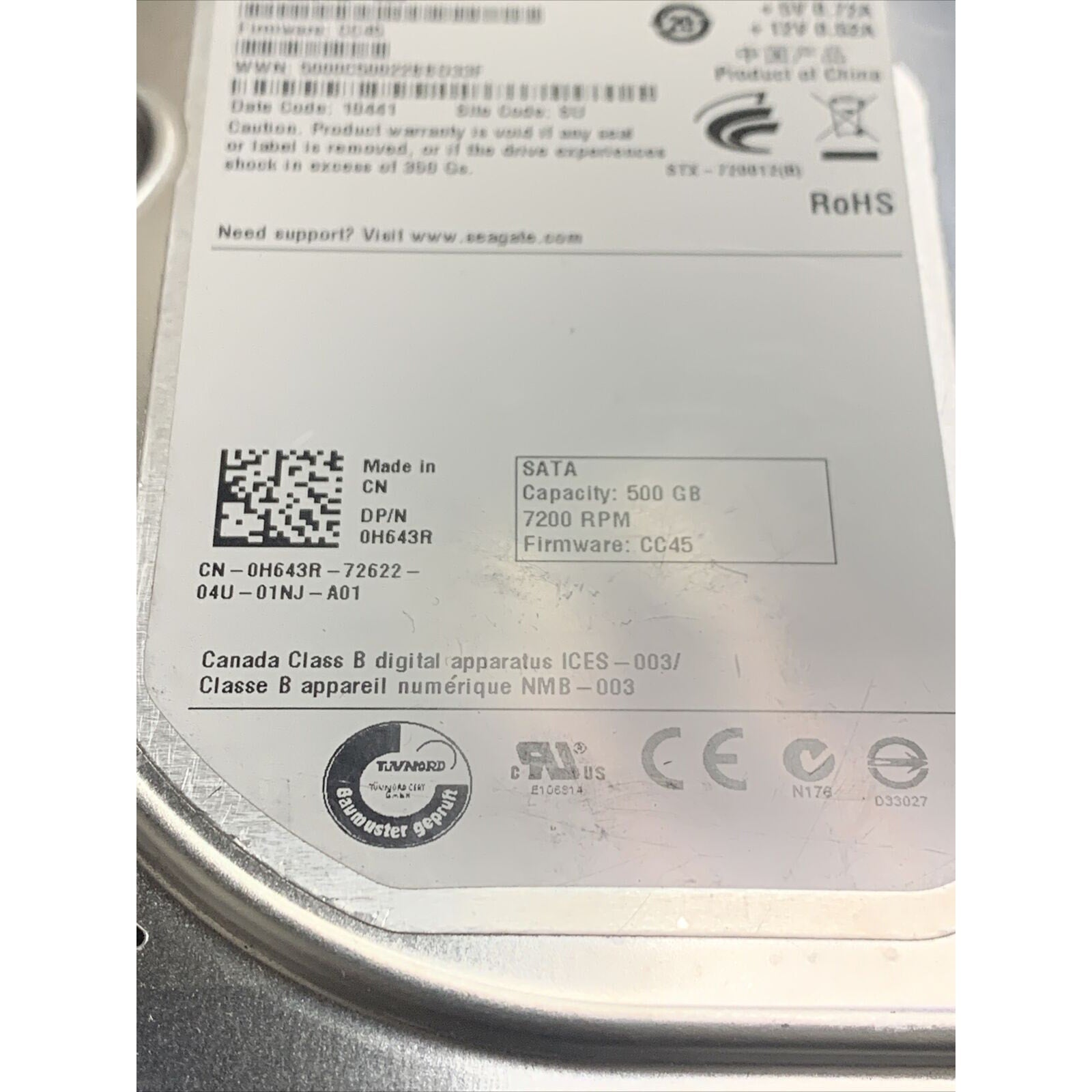 Seagate 500GB ST3500418AS 7200 RPM SATA 3.5" Desktop HDD Hard Drive - 9SL142-034