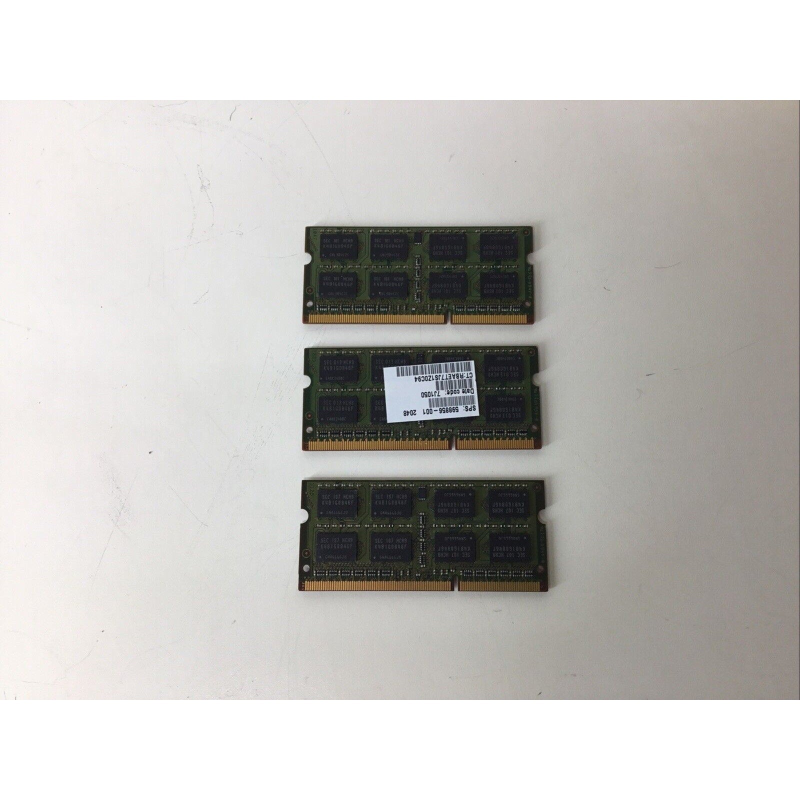 Lot of 3-Samsung 2GB PC3-10600S DDR3-1333MHz Laptop Memory M471B5673FH0-CH9