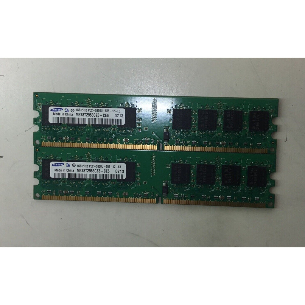 Lot Of 2 - 2GB 2x1GB PC2-5300 SAMSUNG PC2-5300U M378T2953CZ3-CE6 Memory