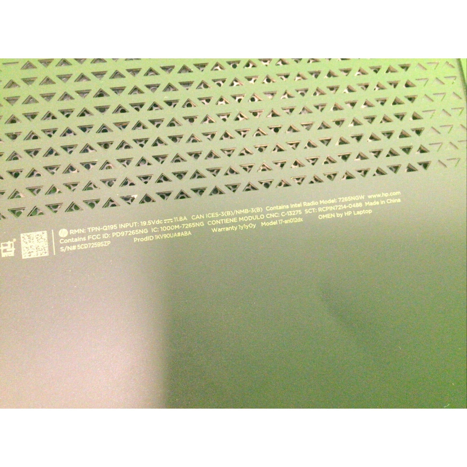 HP Omen 17-an012dx Gaming Laptop FOR PARTS or RECYCLE