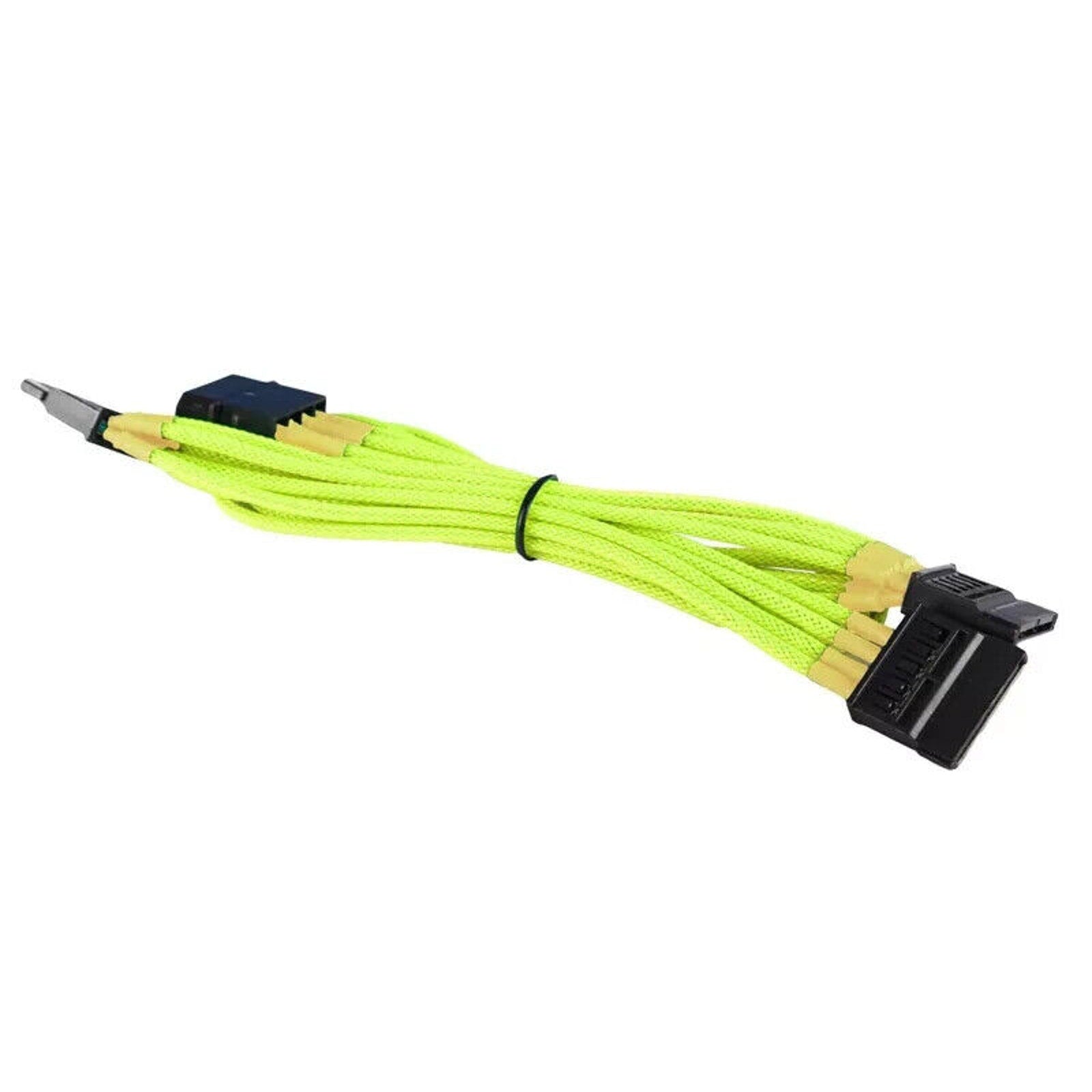 4-Pin LP4 PC Power to 3x SATA Power Adapter - Braided - Yellow