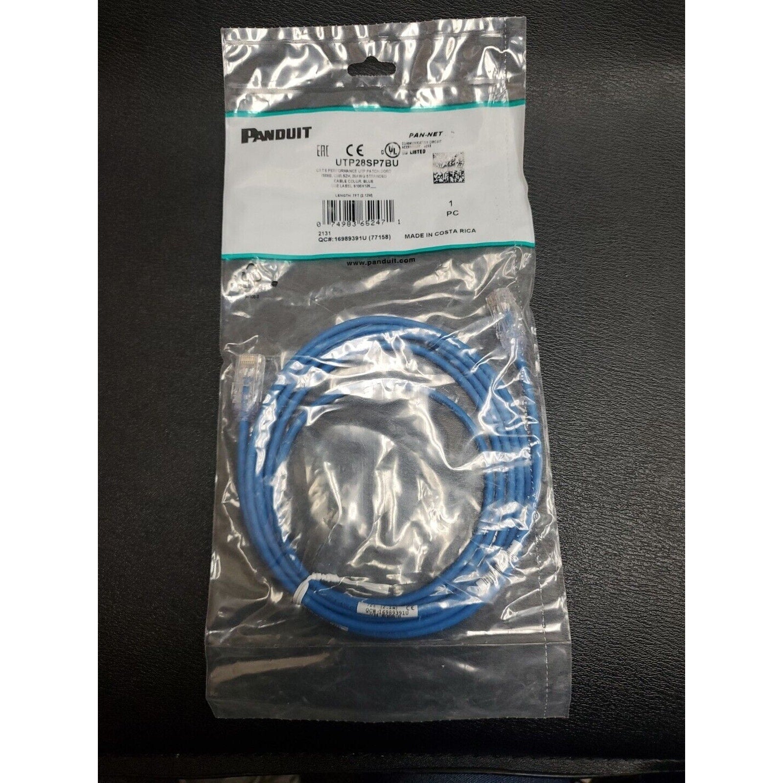 Panduit UTP28SP7BU CAT 6 Performance 28AWG UTP Patch Cord 7 ft (Blue)