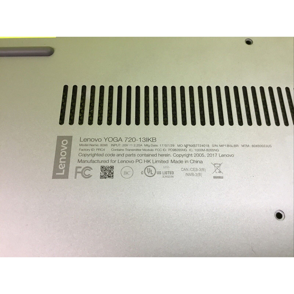 Lenovo YOGA 720-13IKB Bottom Case Shell Silver