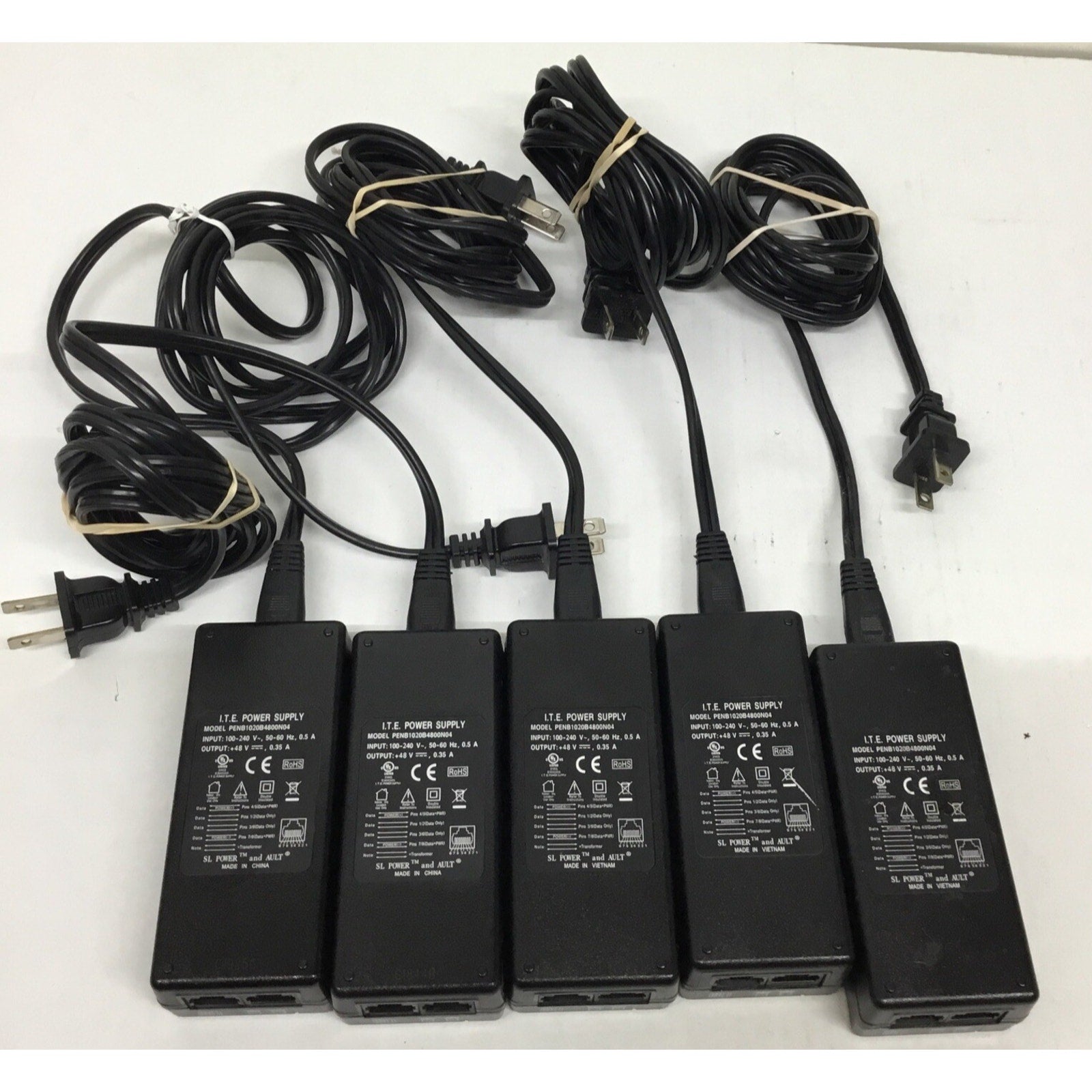 Lot of 5 ITE Power Supply PENB1020B4800N04 48V Ethernet PoE Injector