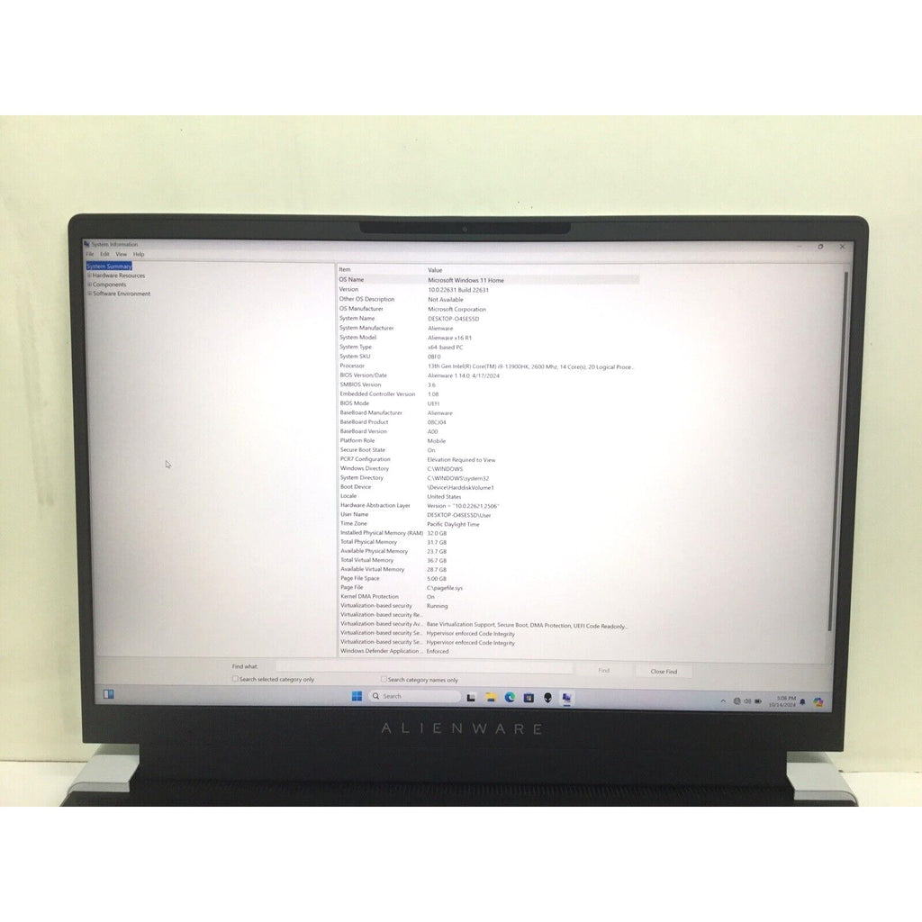 Alienware X16 R1 16" Gaming Laptop I9-13900HK GeForce RTX 4080 32GB RAM 1TB SSD