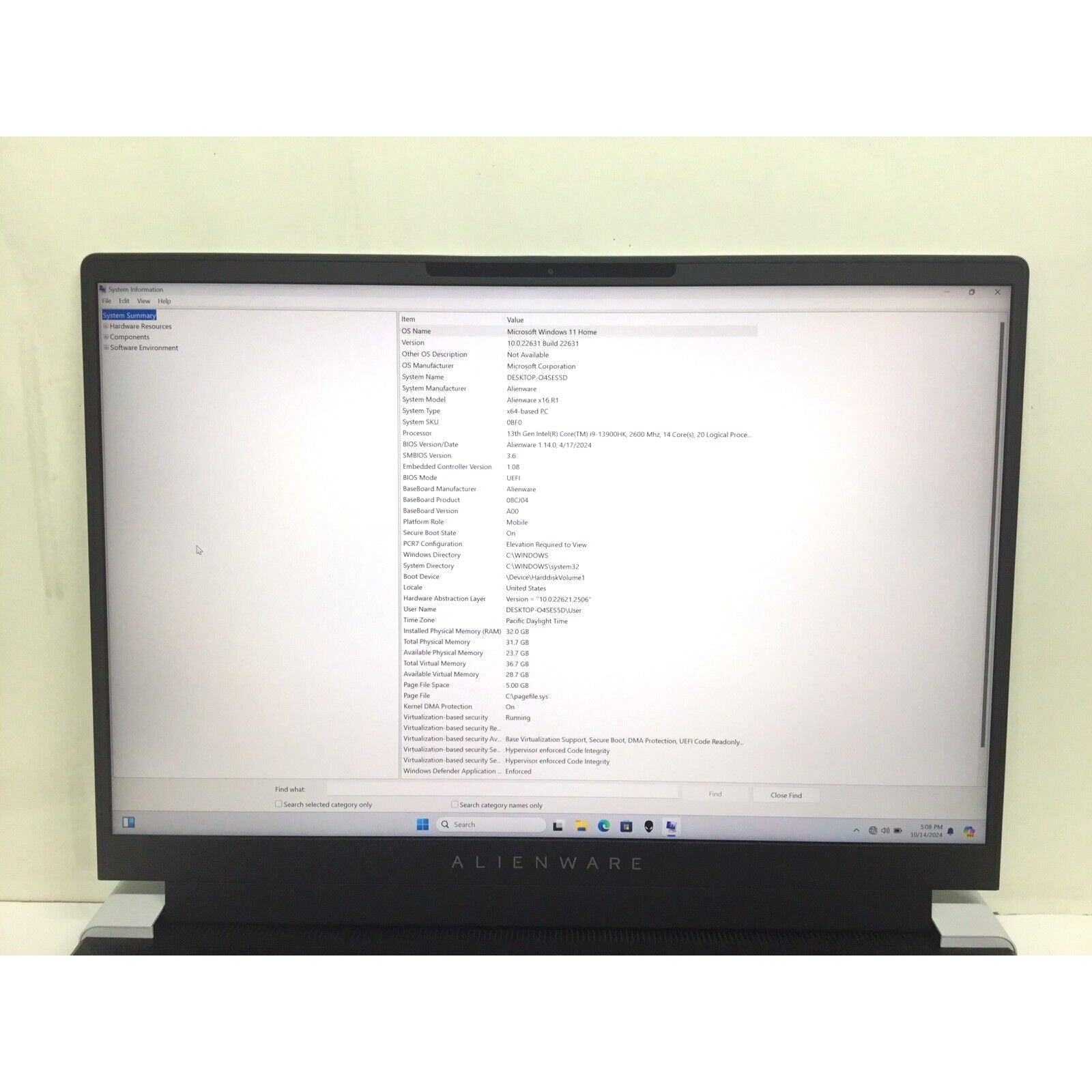 Alienware X16 R1 16" Gaming Laptop I9-13900HK GeForce RTX 4080 32GB RAM 1TB SSD