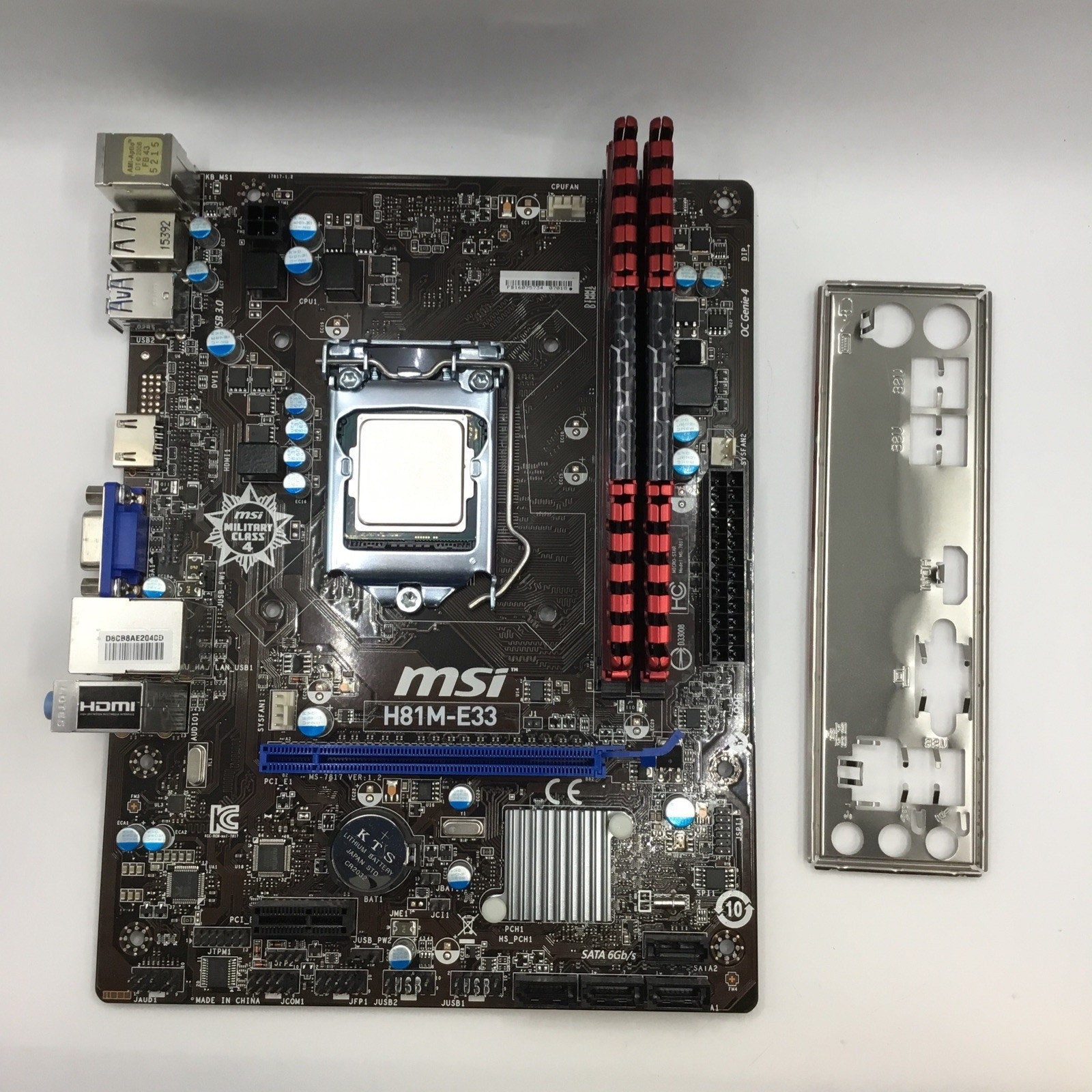 MSI H81M-E33 (LGA1150) + i3-4160 + 16 (2x8) GB DDR3 MB+CPU+RAM+I/O SHIELD COMBO