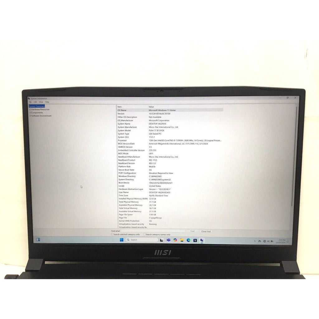 MSI Pulse 17" Laptop B13VGK-887US 240Hz QHD i9 13900H RTX 4070 32GB DDR5 1TB SSD