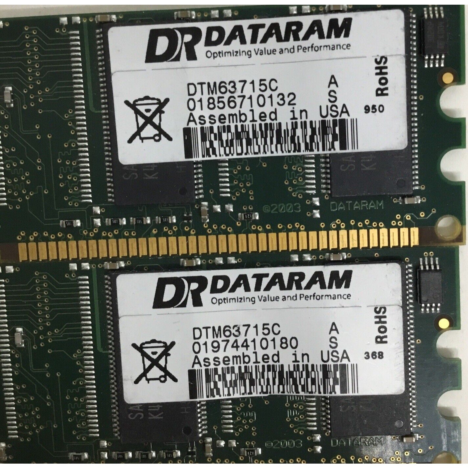 1GB 2x512MB PC-3200E DDR-400 ECC DATARAM DTM63715C Samsung RAM MEMORY DDR1 KIT