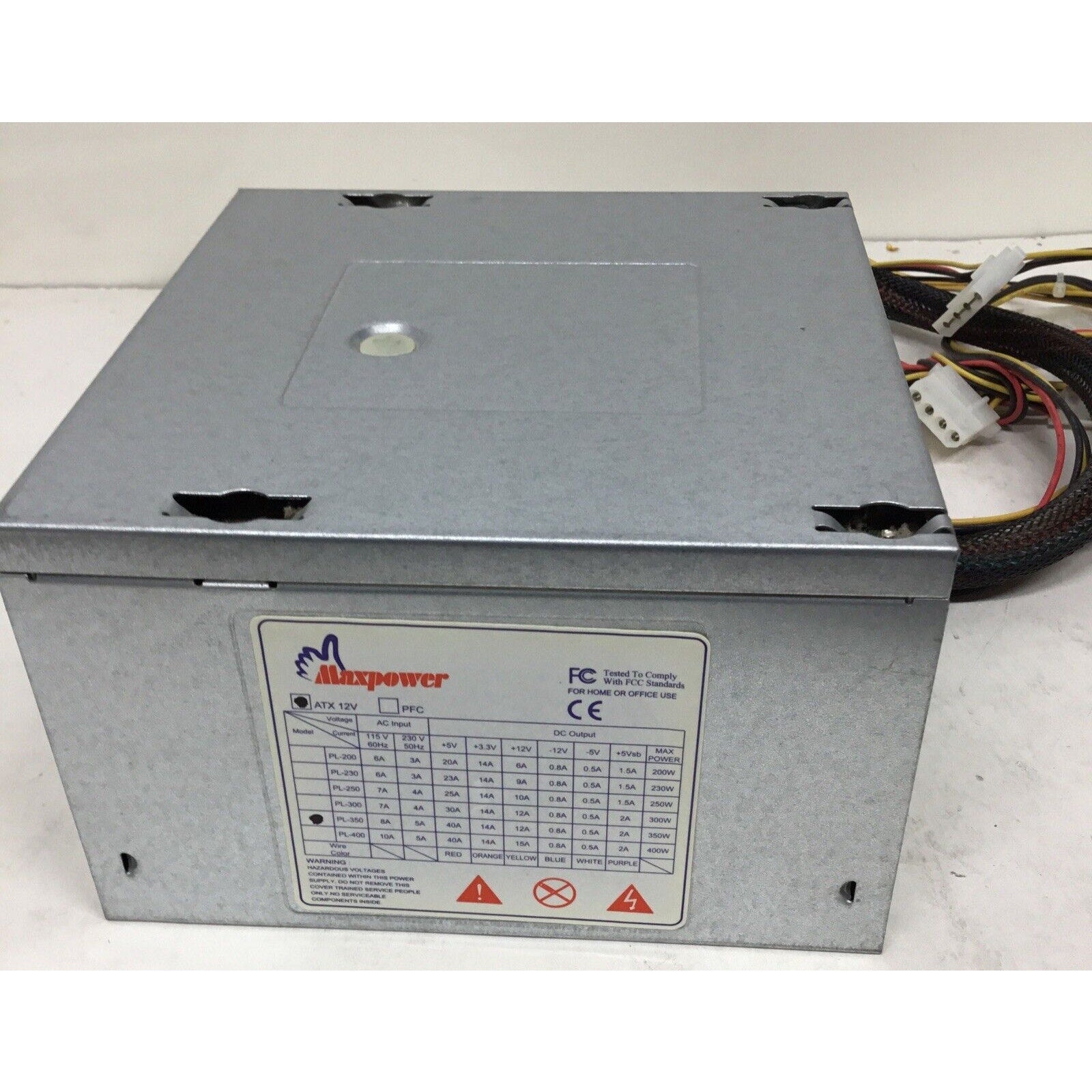 For Parts MaxPower PL-350R0DUN PL-350 12V ATX 350W 20 Pin Power Supply