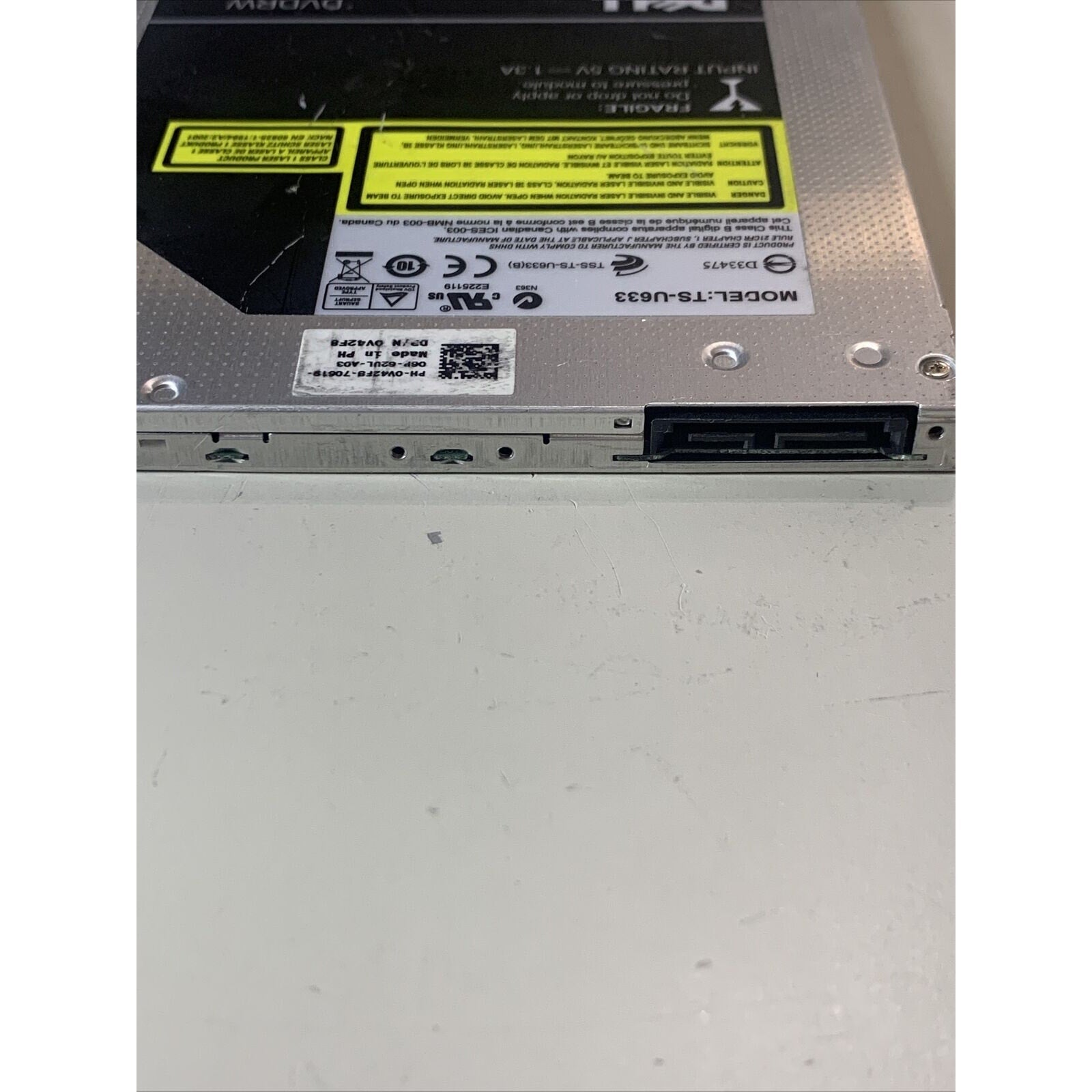 Dell SATA Laptop DVD/CD/Rewritable Drive w/Bezel TS-U633 GU10N V42F8 RJ7HH YP311