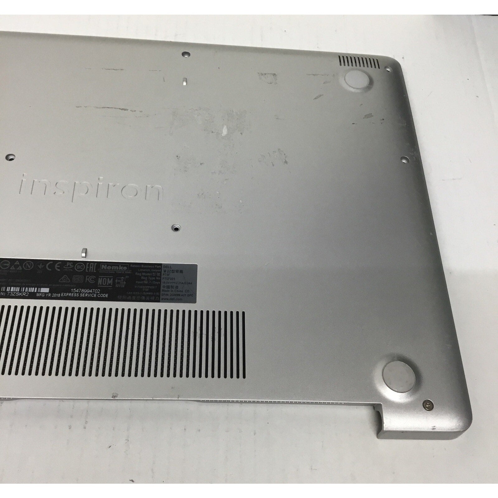 For Parts DELL INSPIRON 15 5570 5575 P75F BOTTOM CASE BASE COVER N9W2D SILVER
