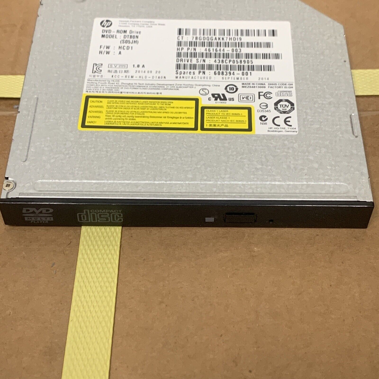 HP DVD Drive DTB0N 461644-003 608394-001 For EliteDesk 800 G1 SFF