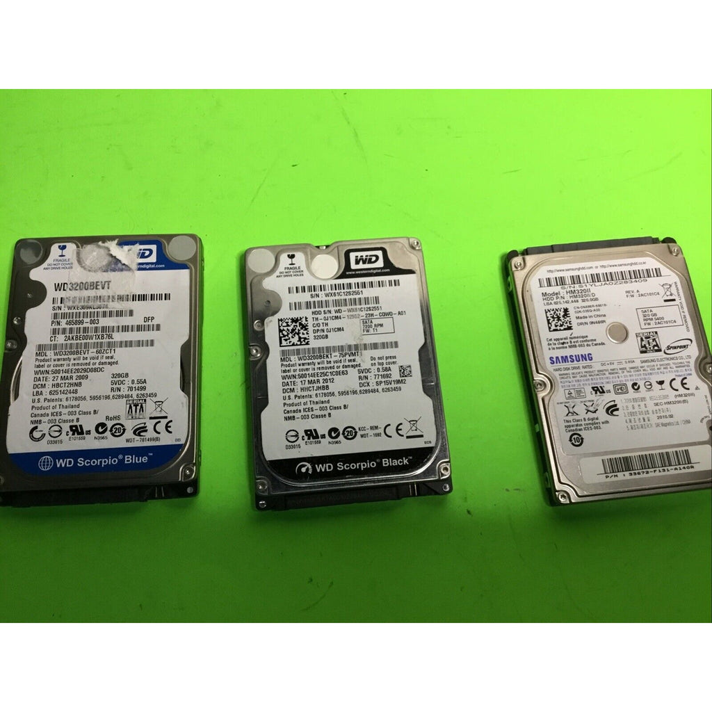 Lot of 3 320GB 2.5" SATA Laptop Hard Disk Drive HDD