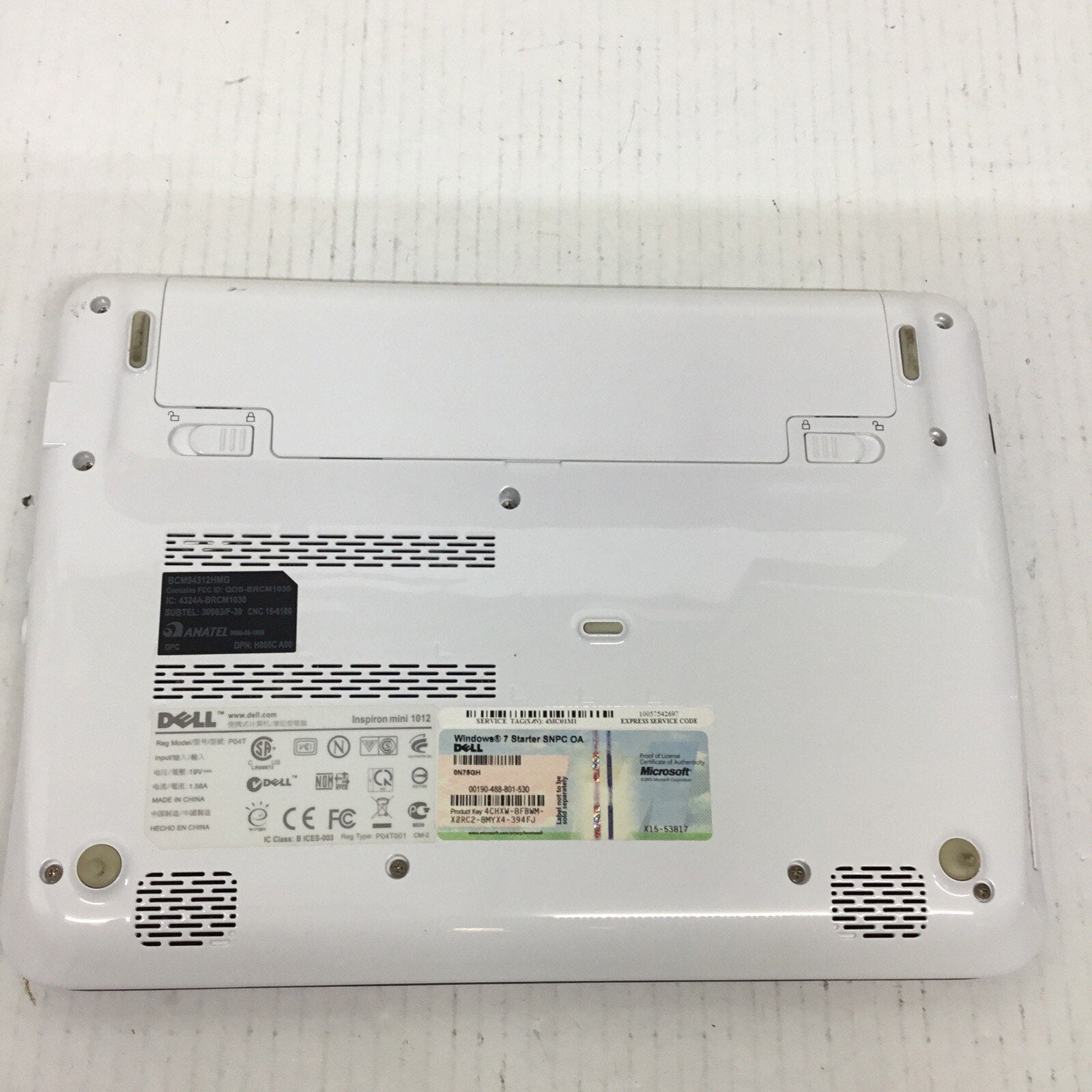 Dell Inspiron Mini 10 1012 1012n P04T Laptop 10.1" LCD Intel Atom For Part