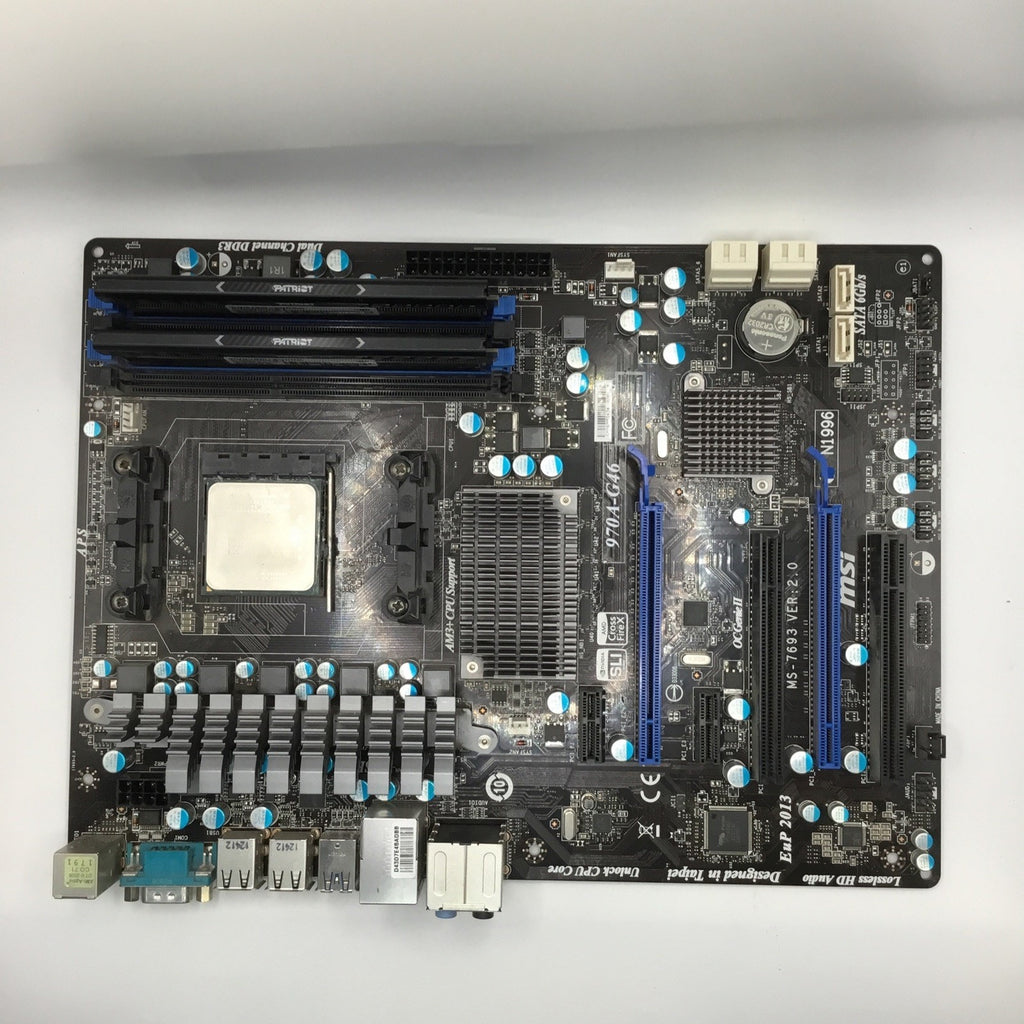 MSI 970A-G46 AM3+ Motherboard + AMD Phenom II CPU + 32 GB RAM + I/O PLATE