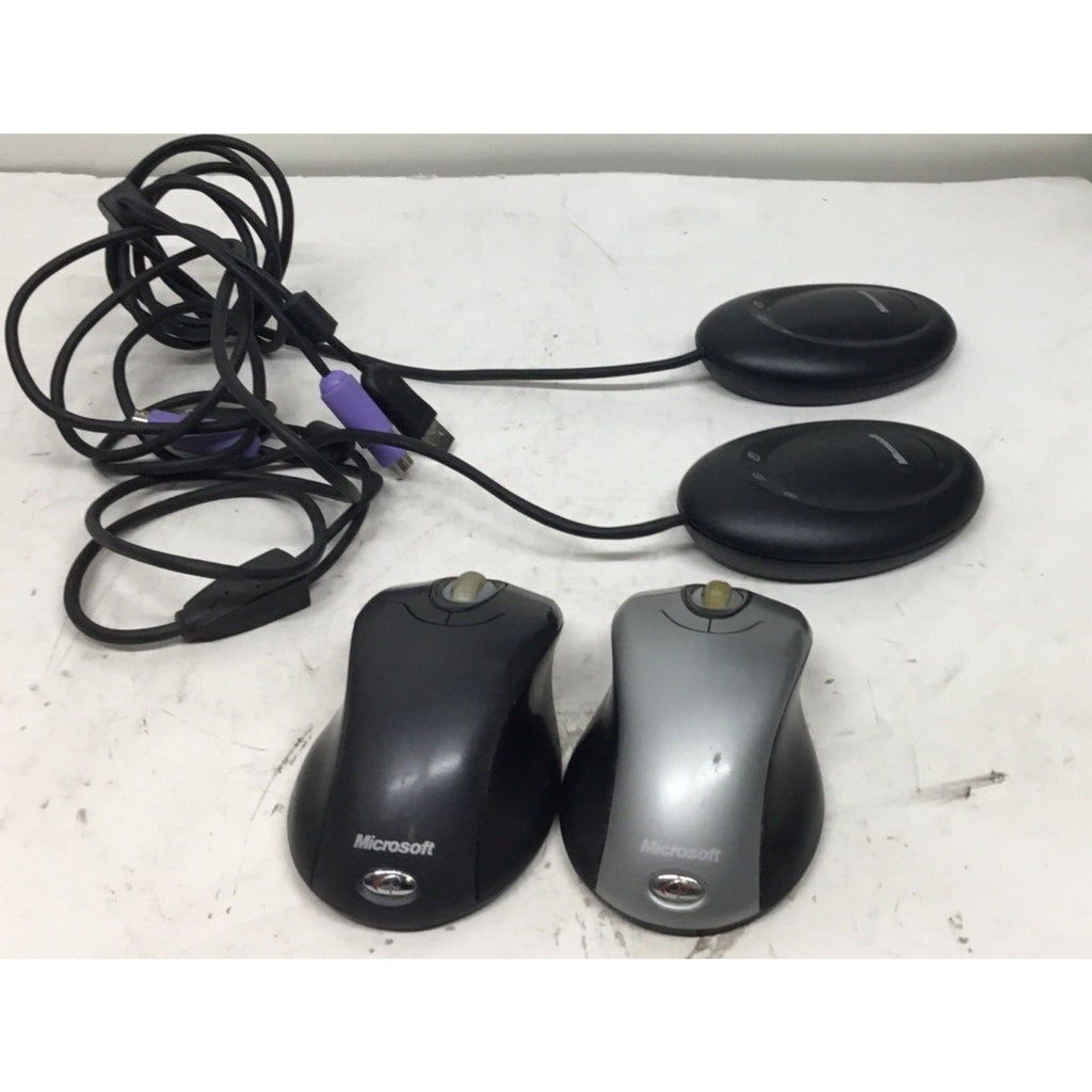 LOT OF 2 Microsoft Wireless Mouse 2.0 Model 1008 Silver & Black W/ Receiver