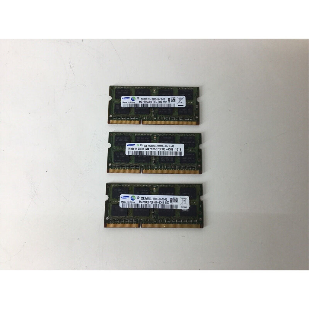 Lot of 3-Samsung 2GB PC3-10600S DDR3-1333MHz Laptop Memory M471B5673FH0-CH9