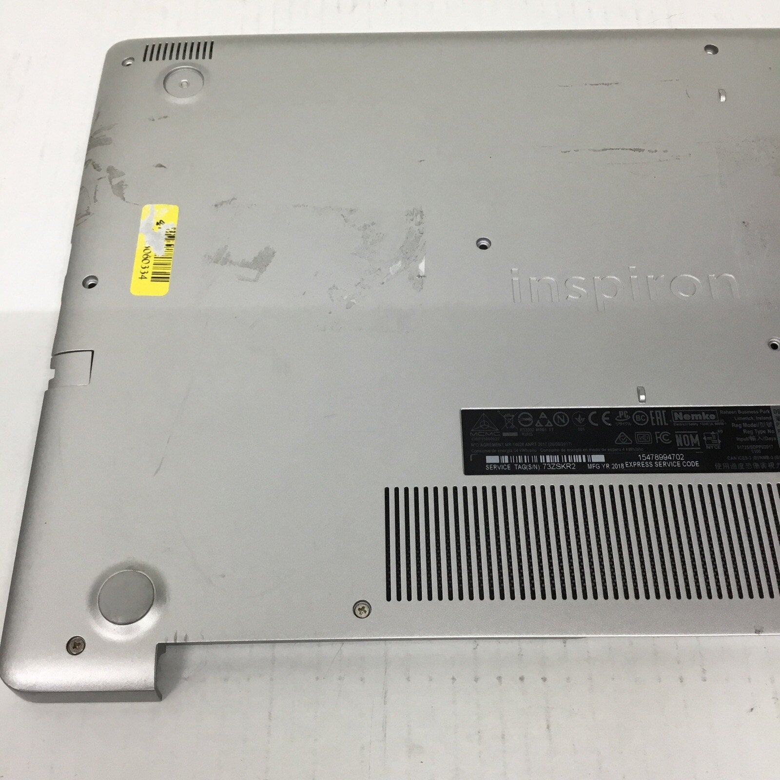 For Parts DELL INSPIRON 15 5570 5575 P75F BOTTOM CASE BASE COVER N9W2D SILVER