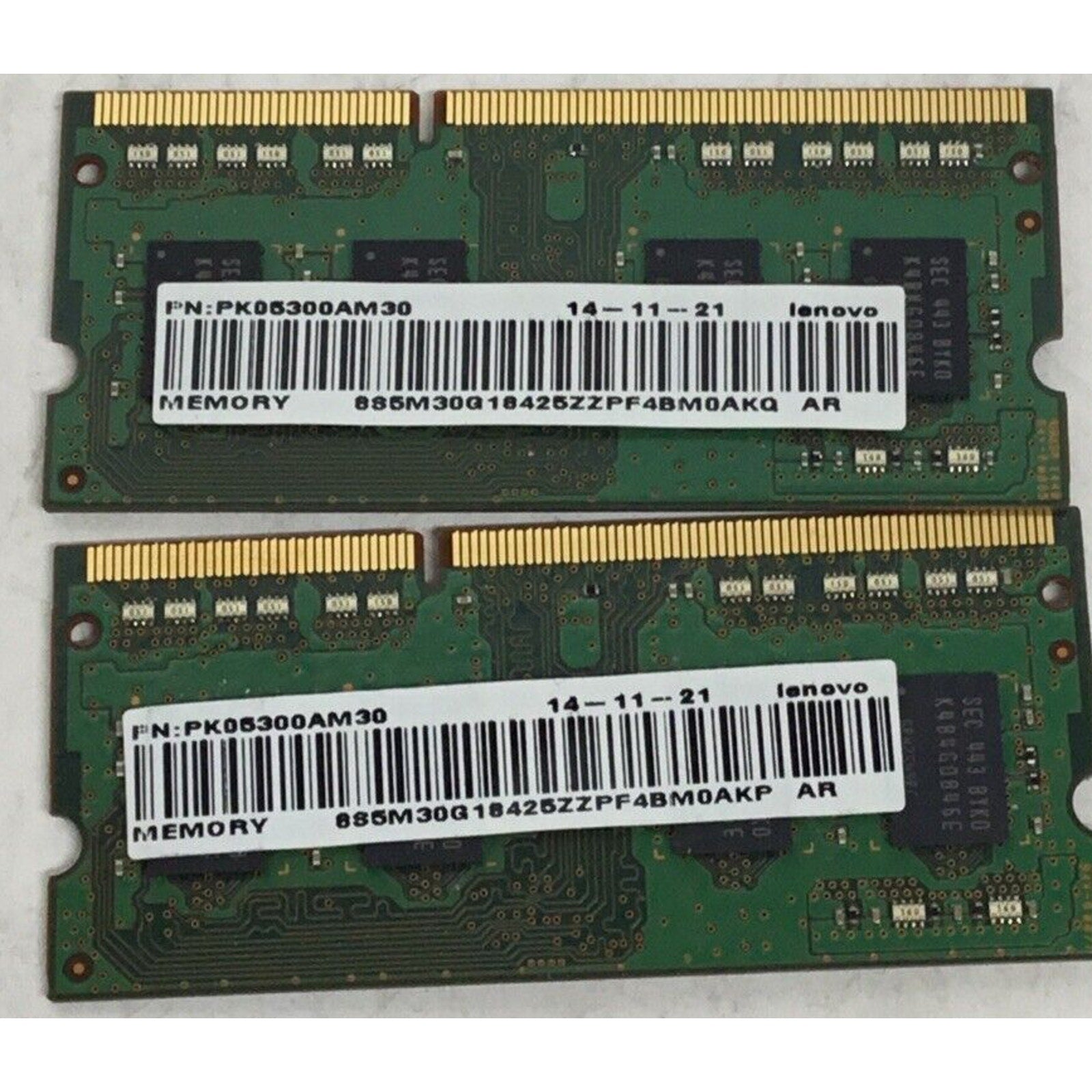 LOT OF 2 Samsung 4GB 1Rx8 PC3L-12800S DDR3 Laptop Memory Ram M471B5173EB0-YK0