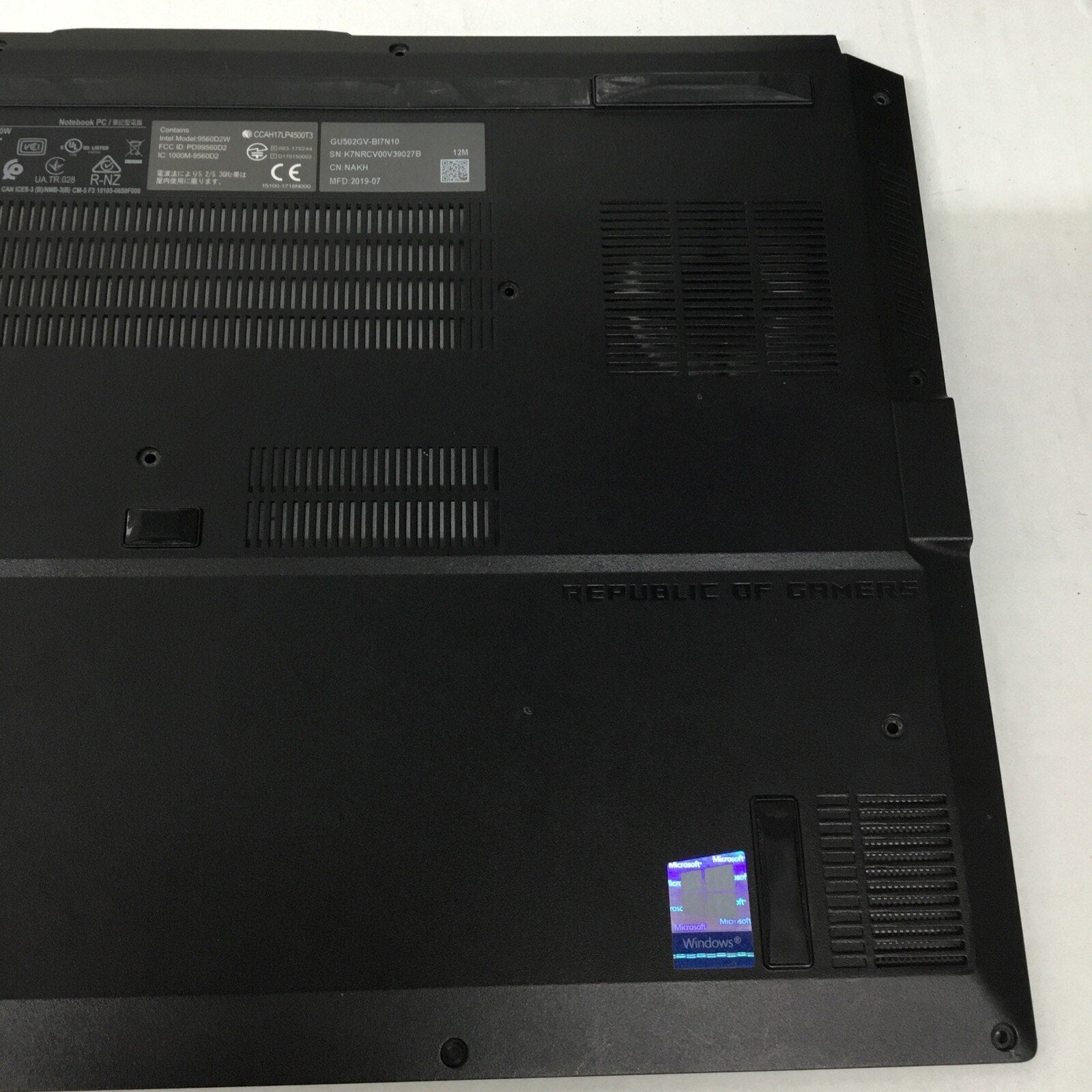 Asus ROG Zephyrus M 15.6" GU502GV-BI7N10 OEM Laptop Bottom Case 13NR0241AP0101