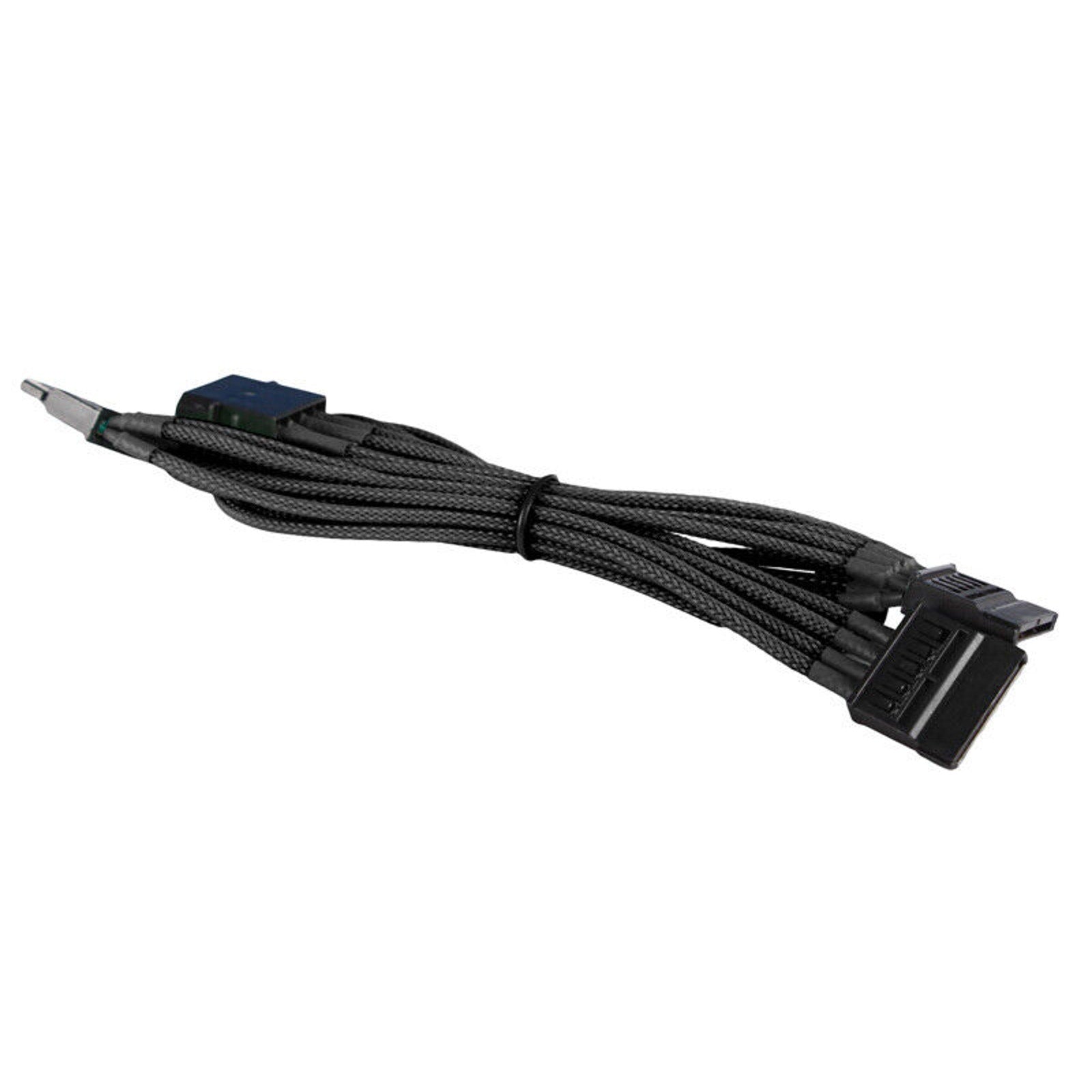 4-Pin LP4 Power to 3x SATA Power PC Adapter - Braided - Black
