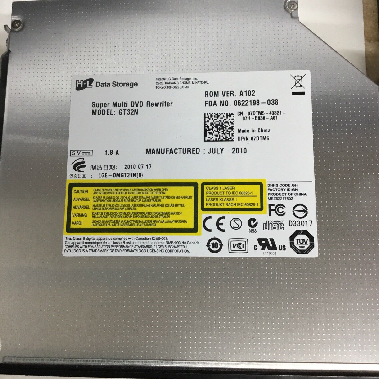 (Lot of 5)- HL Data Storage For Dell GU90N Super Multi DVD Writer