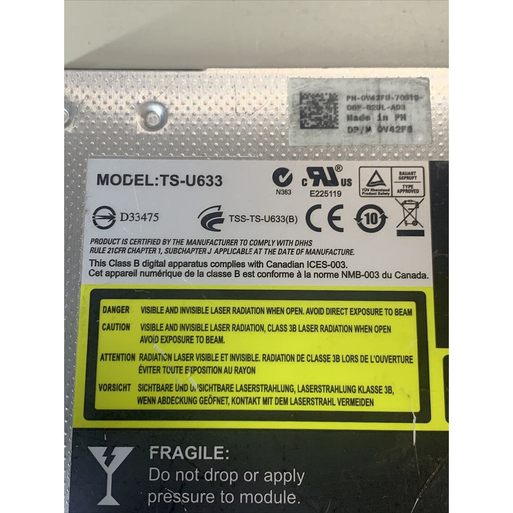 Dell SATA Laptop DVD/CD/Rewritable Drive w/Bezel TS-U633 GU10N V42F8 RJ7HH YP311