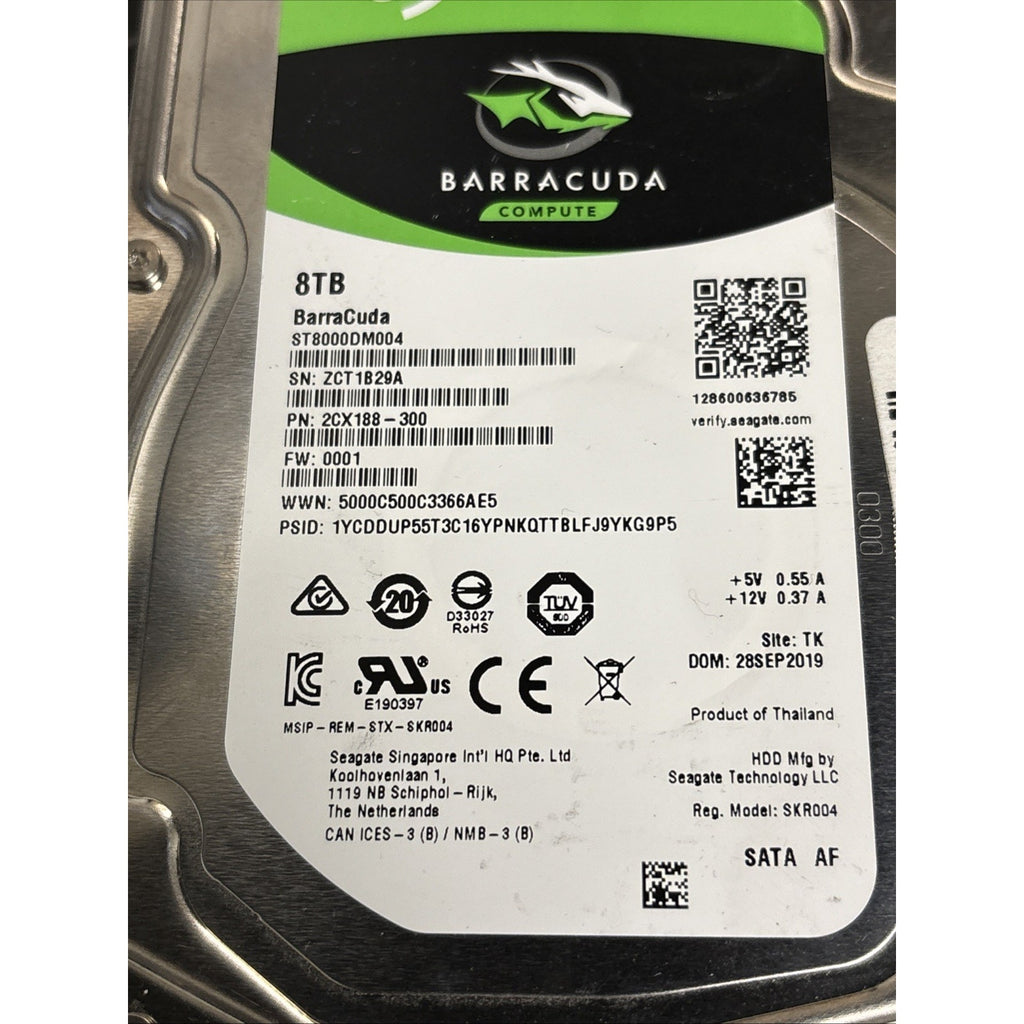 Seagate Barracuda ST8000DM004 8 TB 256M Cache 3.5 P/N: 2CX188-300 FW: 0001