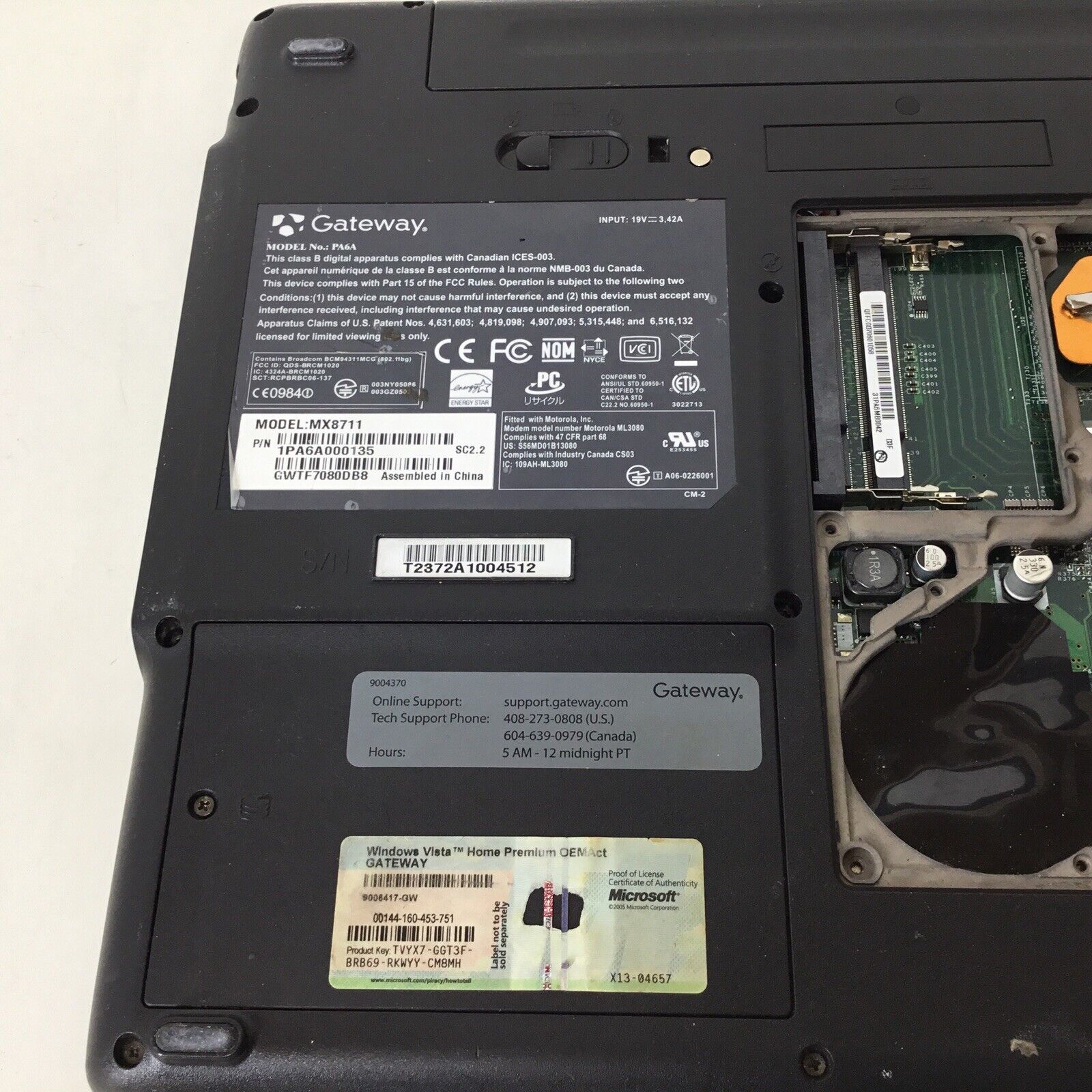 Gateway MX9711 PA6A Laptop Intel T2060 100GB - For Parts