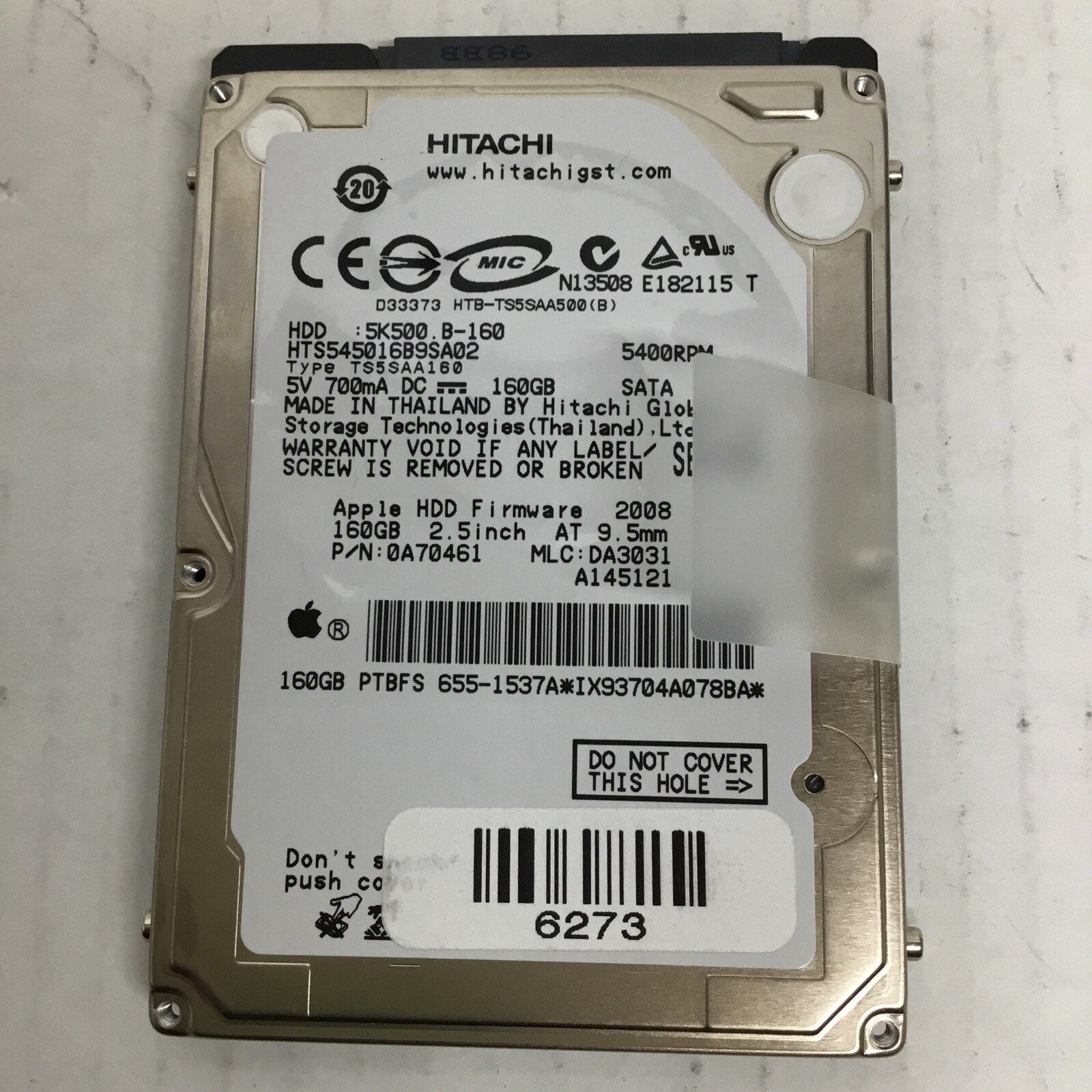 Hitachi HTS545016B9SA02 160GB Internal 5400 RPM 2.5" 0A70461