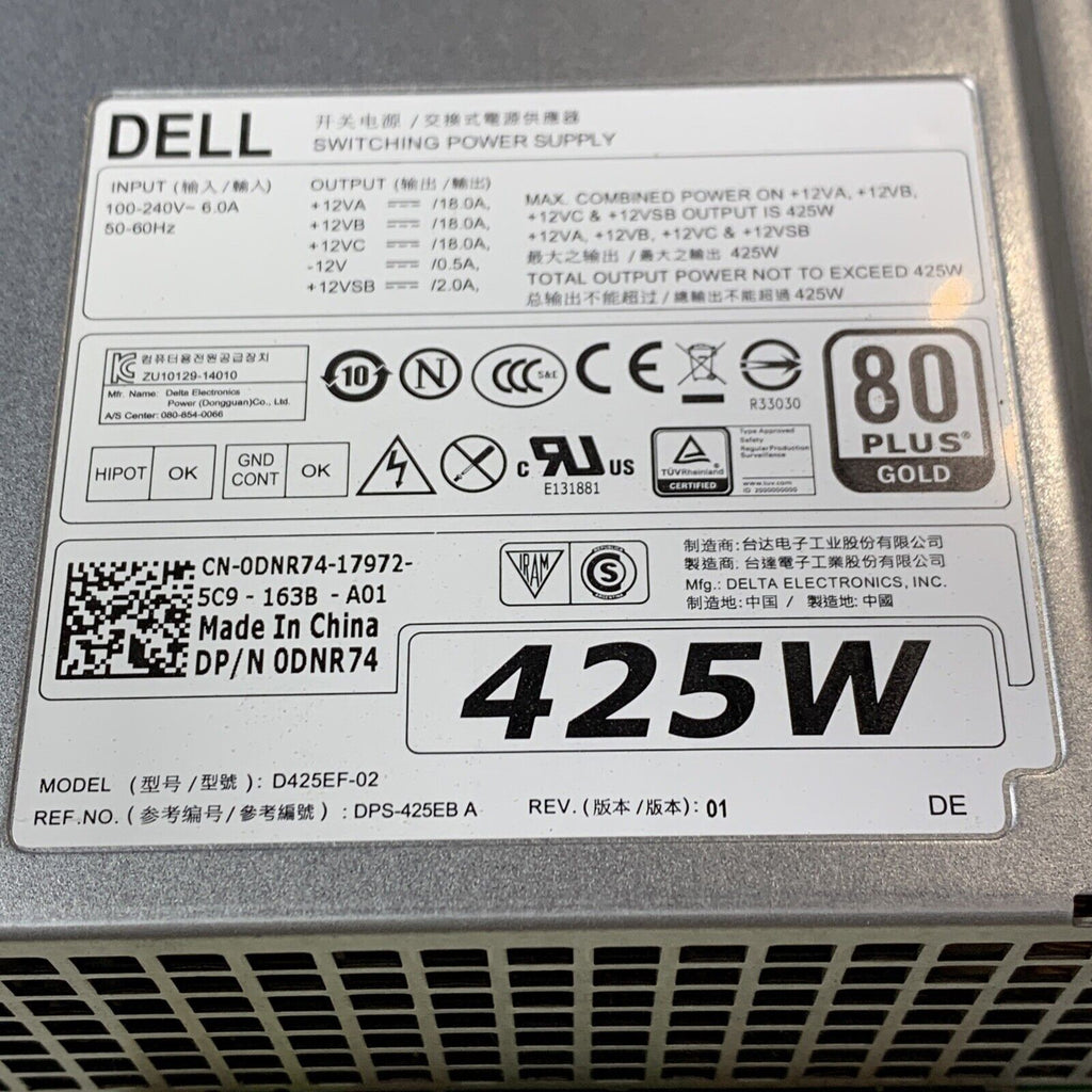 Dell Precision T5810 425W Power Supply 0DNR74 DNR74 D425EF-02