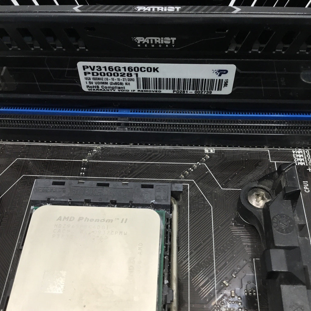 MSI 970A-G46 AM3+ Motherboard + AMD Phenom II CPU + 32 GB RAM + I/O PLATE